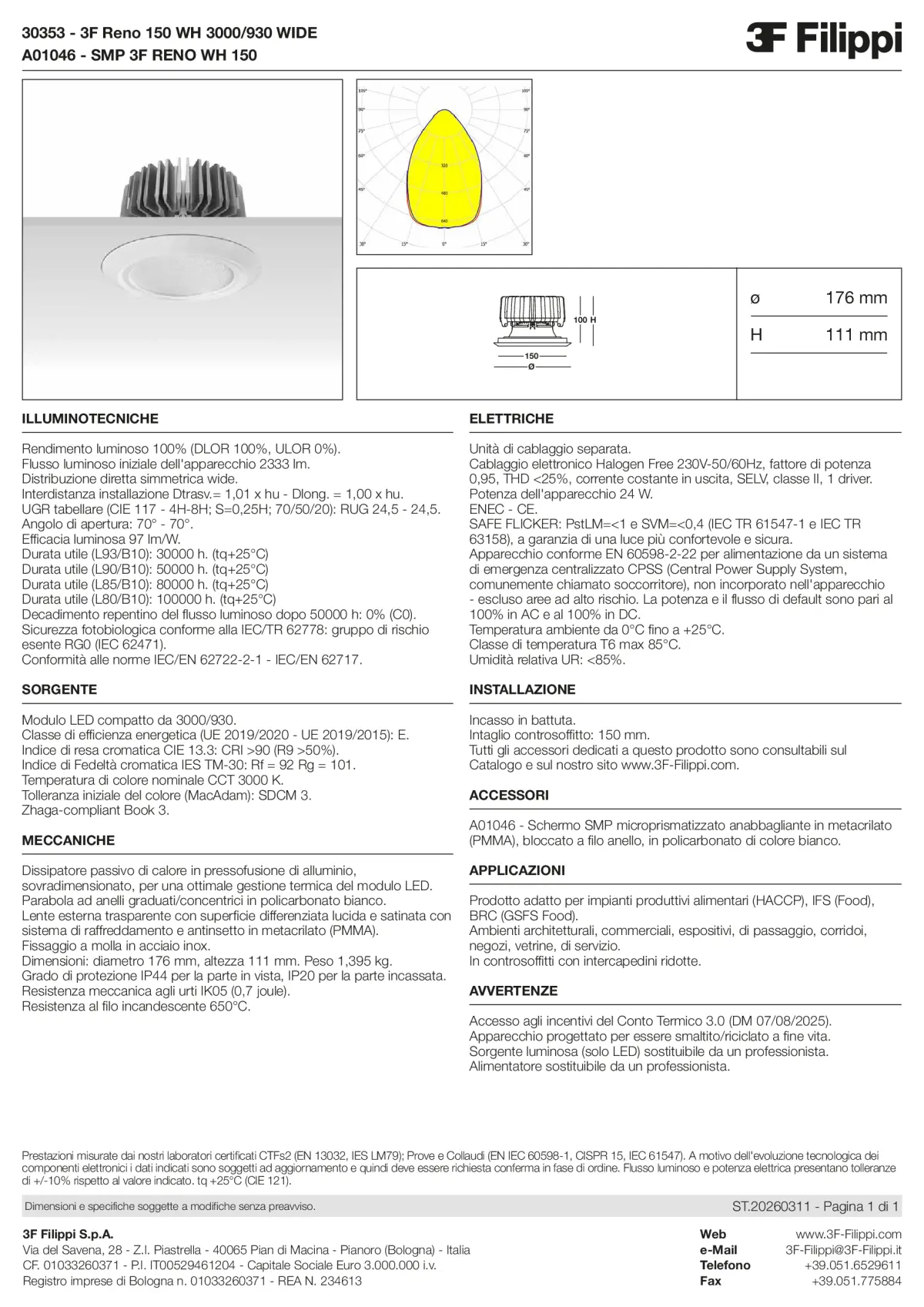 30353+A01046 - 3F Reno 150 WH 3000-930 WIDE + SMP WH - Datasheet - it