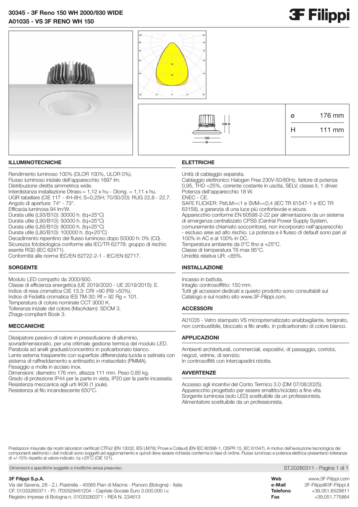 30345+A01035 - 3F Reno 150 WH 2000-930 WIDE + VS WH - Datasheet - it