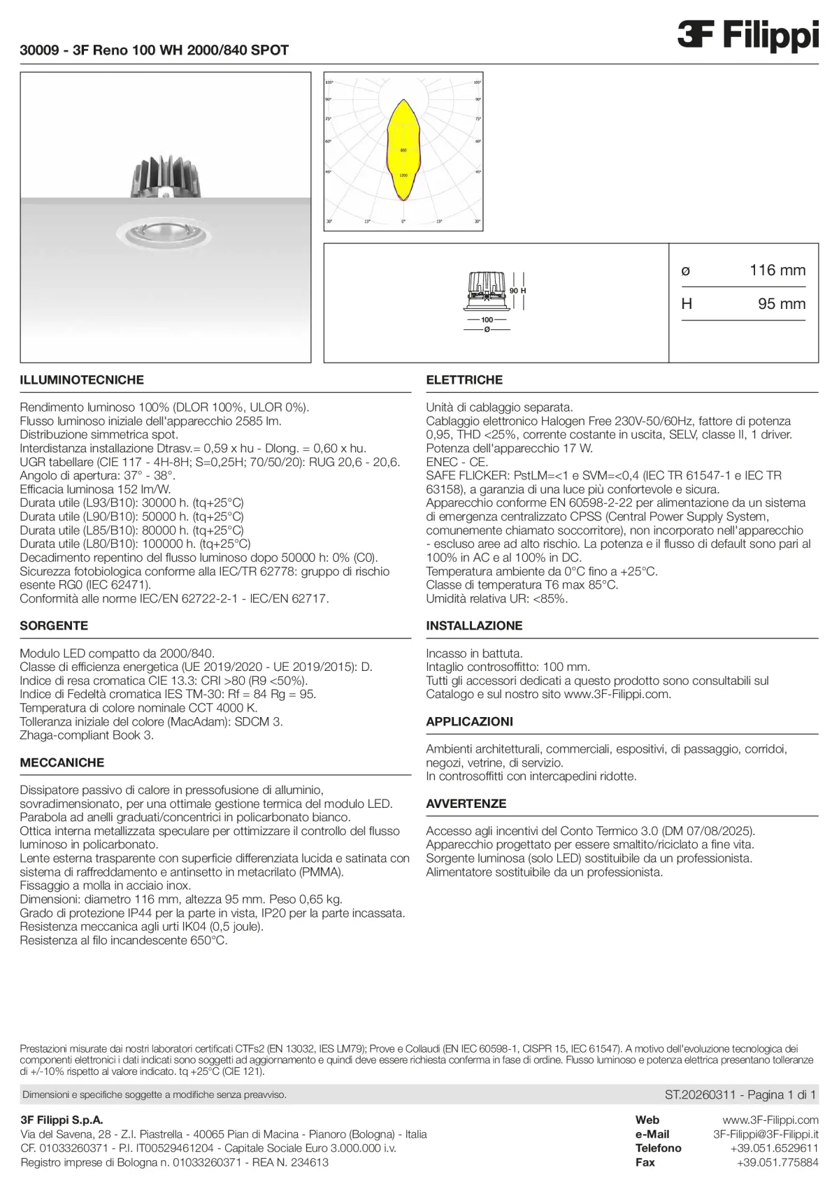 30009 - 3F Reno 100 WH 2000-840 SPOT - Datasheet - it