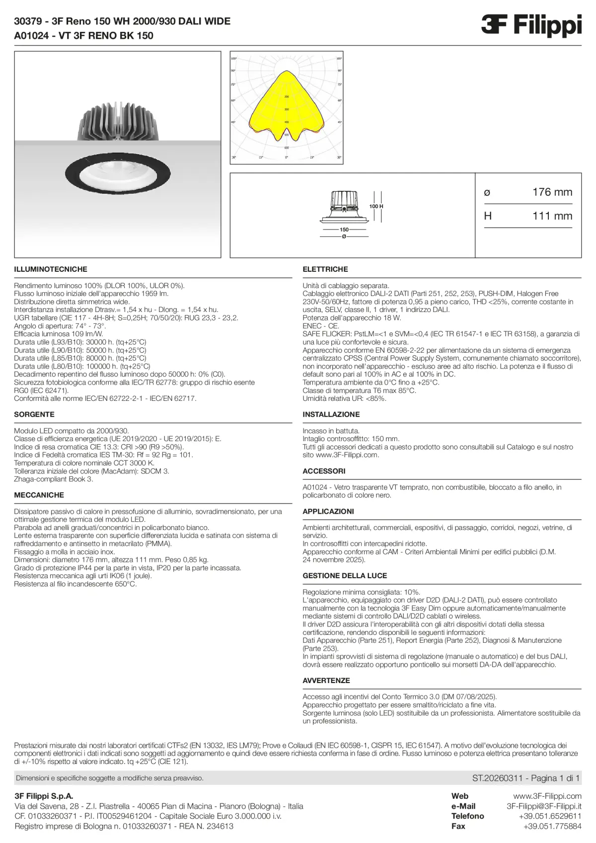 30379+A01024 - 3F Reno 150 WH 2000-930 DALI WIDE + VT BK - Datasheet - it