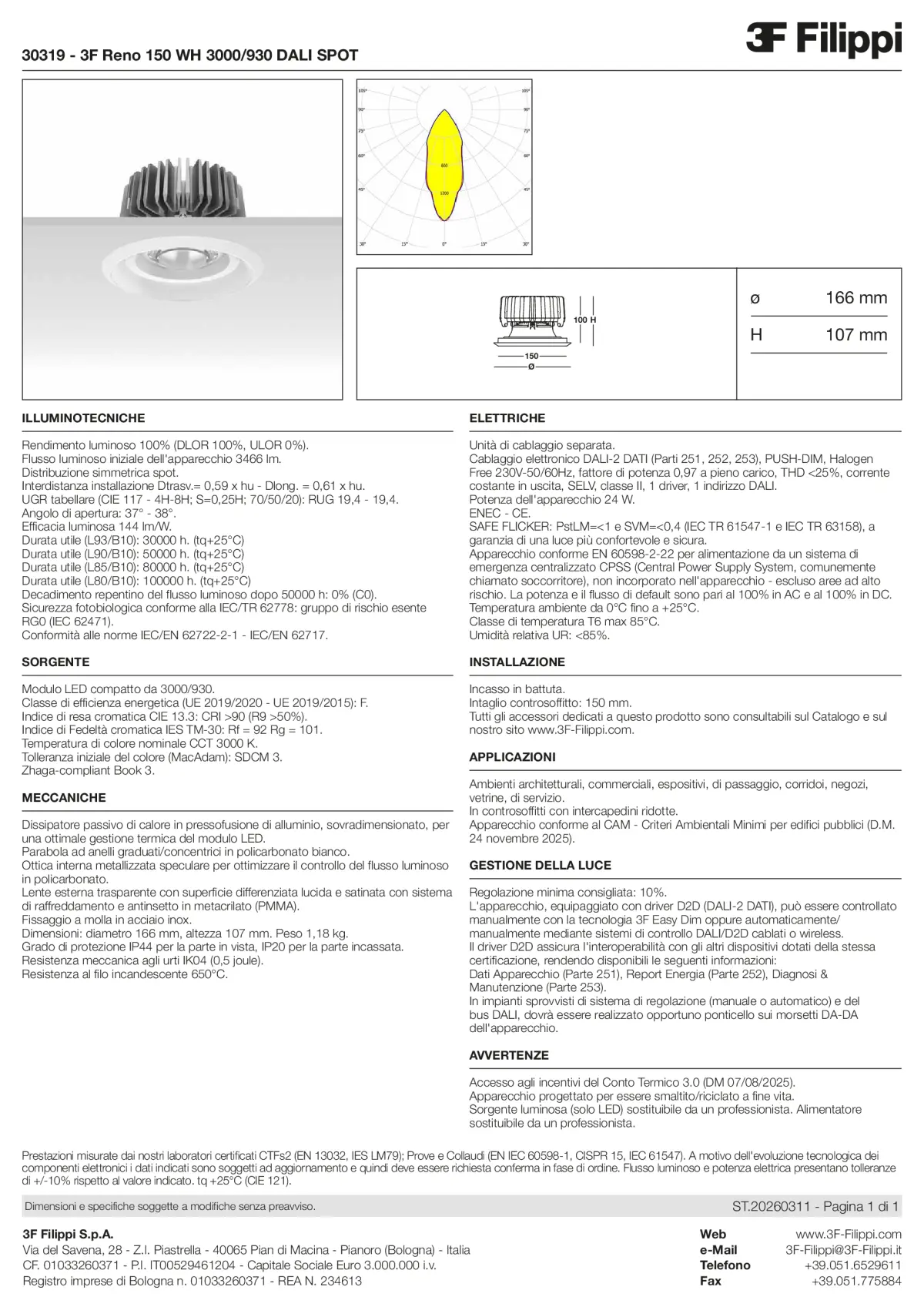 30319 - 3F Reno 150 WH 3000-930 DALI SPOT - Datasheet - it