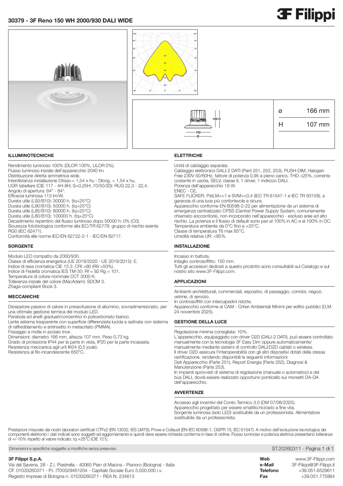 30379 - 3F Reno 150 WH 2000-930 DALI WIDE - Datasheet - it