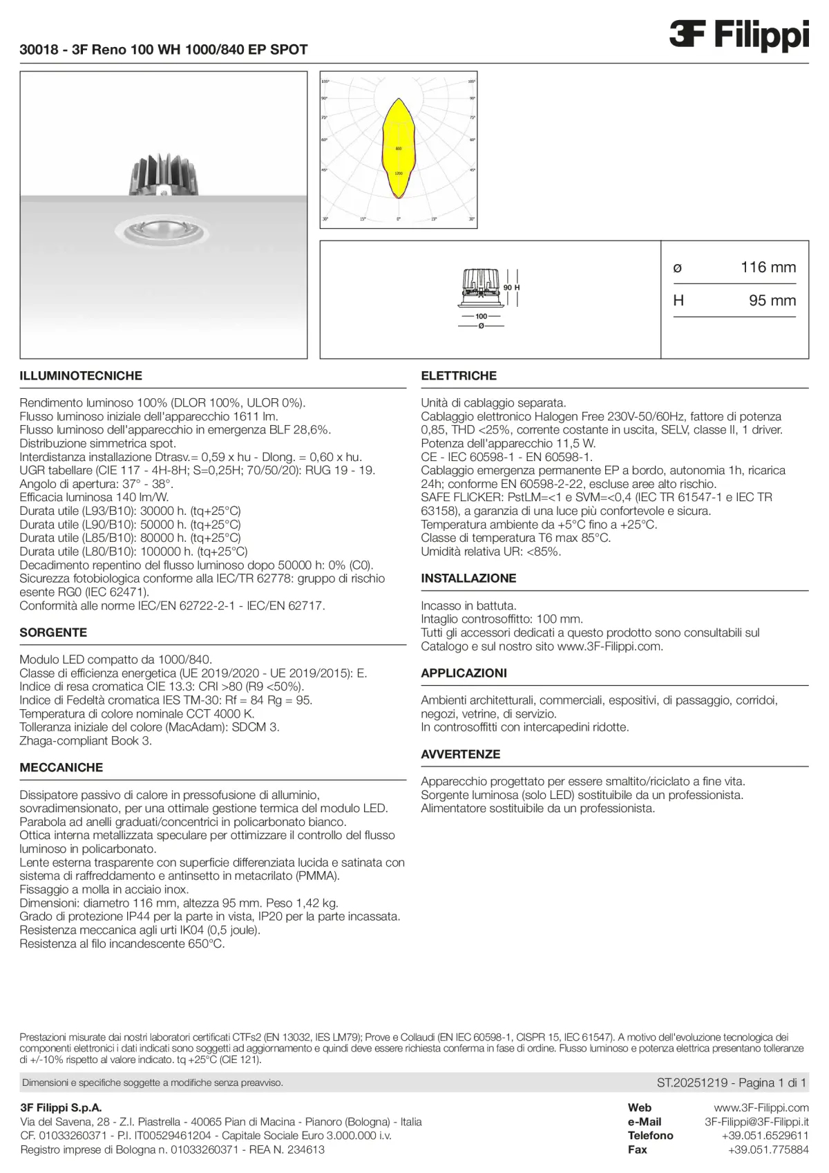30018 - 3F Reno 100 WH 1000-840 EP SPOT - Datasheet - it