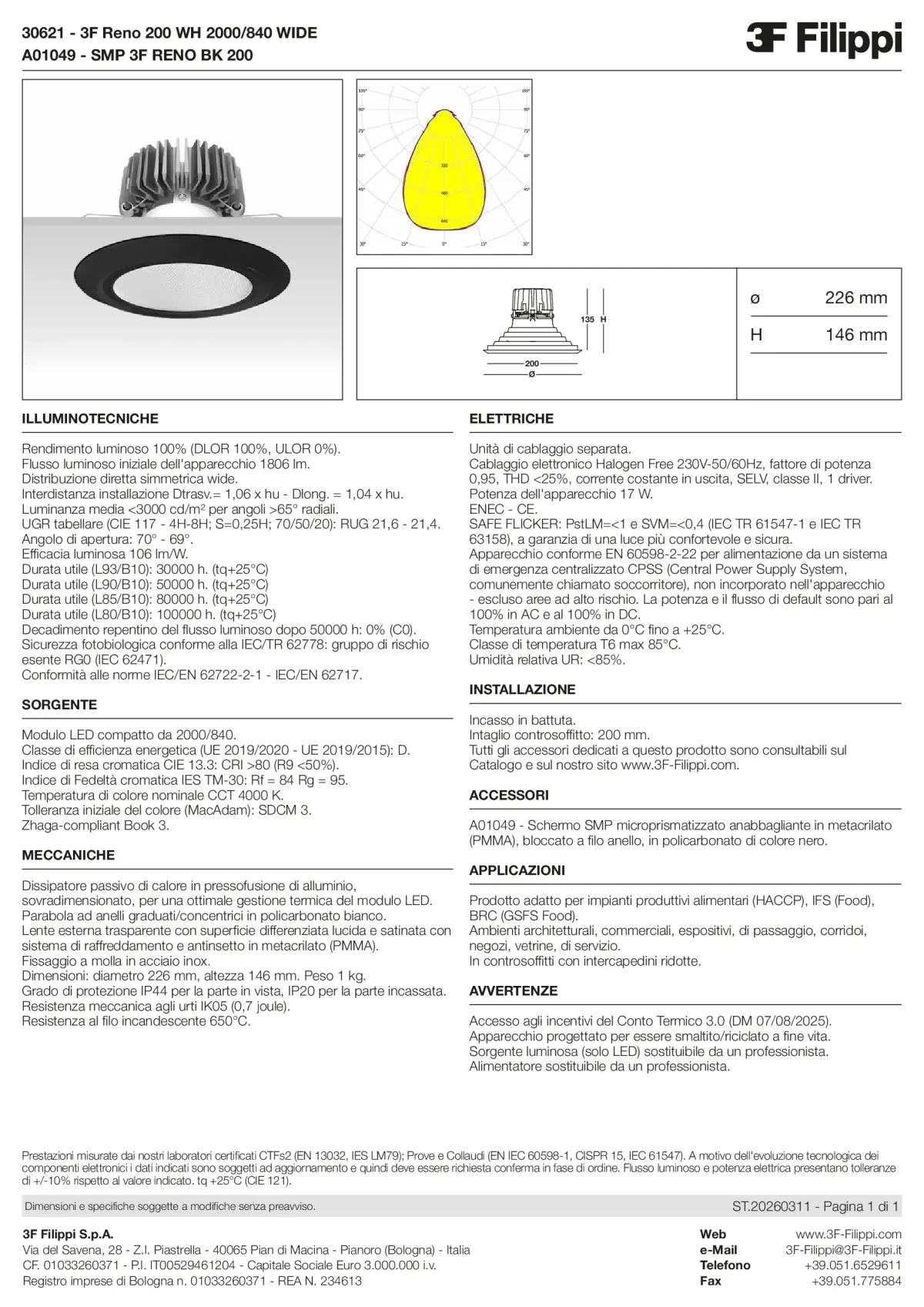 30621+A01049 - 3F Reno 200 WH 2000-840 WIDE + SMP BK - Datasheet - it