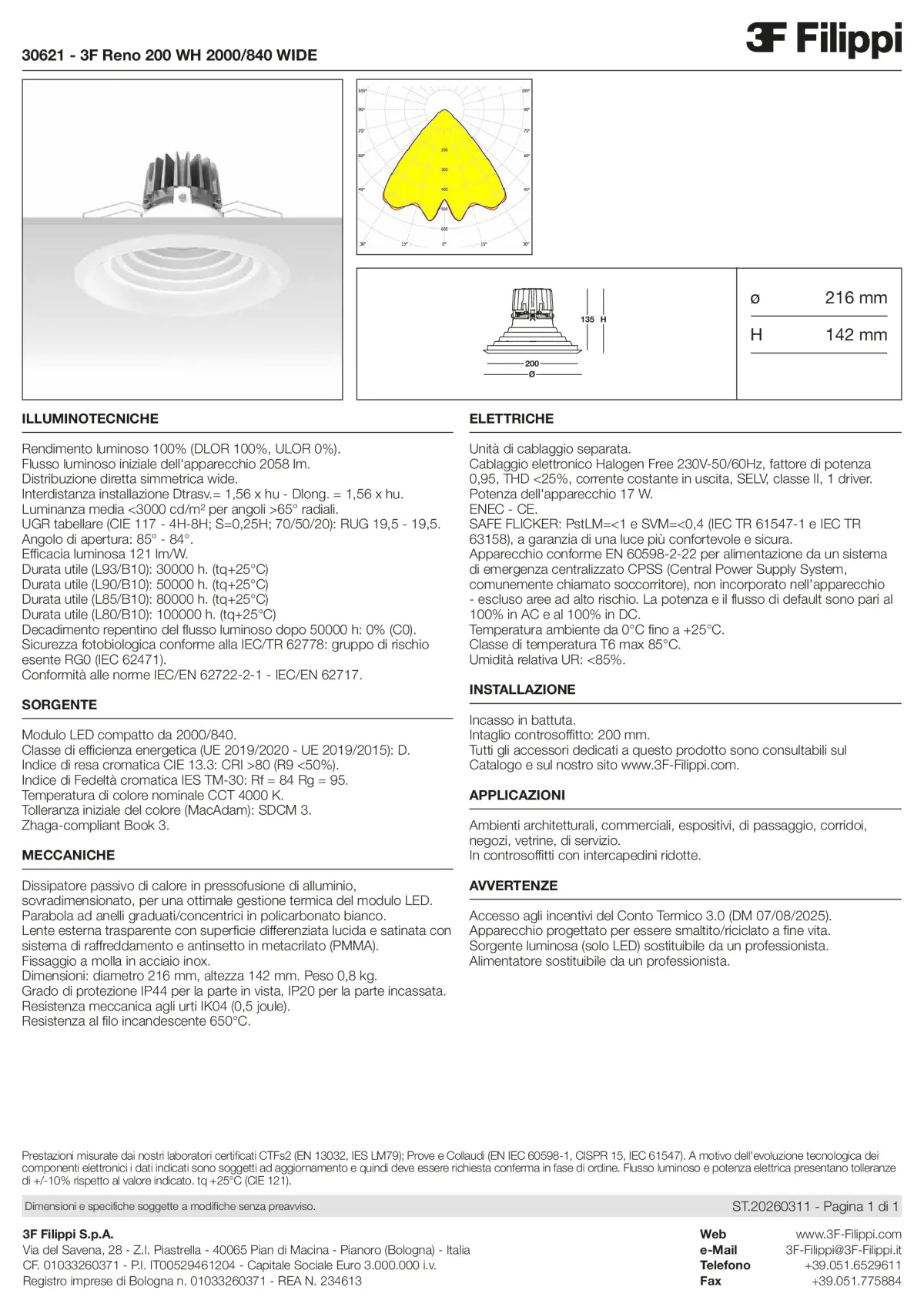 30621 - 3F Reno 200 WH 2000-840 WIDE - Datasheet - it