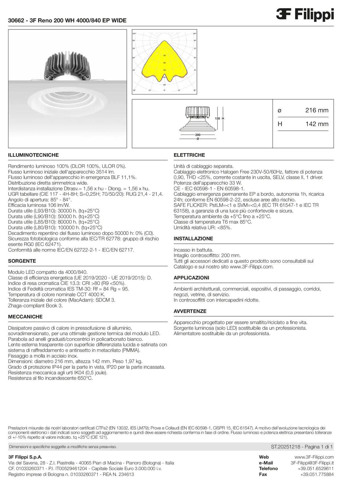 30662 - 3F Reno 200 WH 4000-840 EP WIDE - Datasheet - it