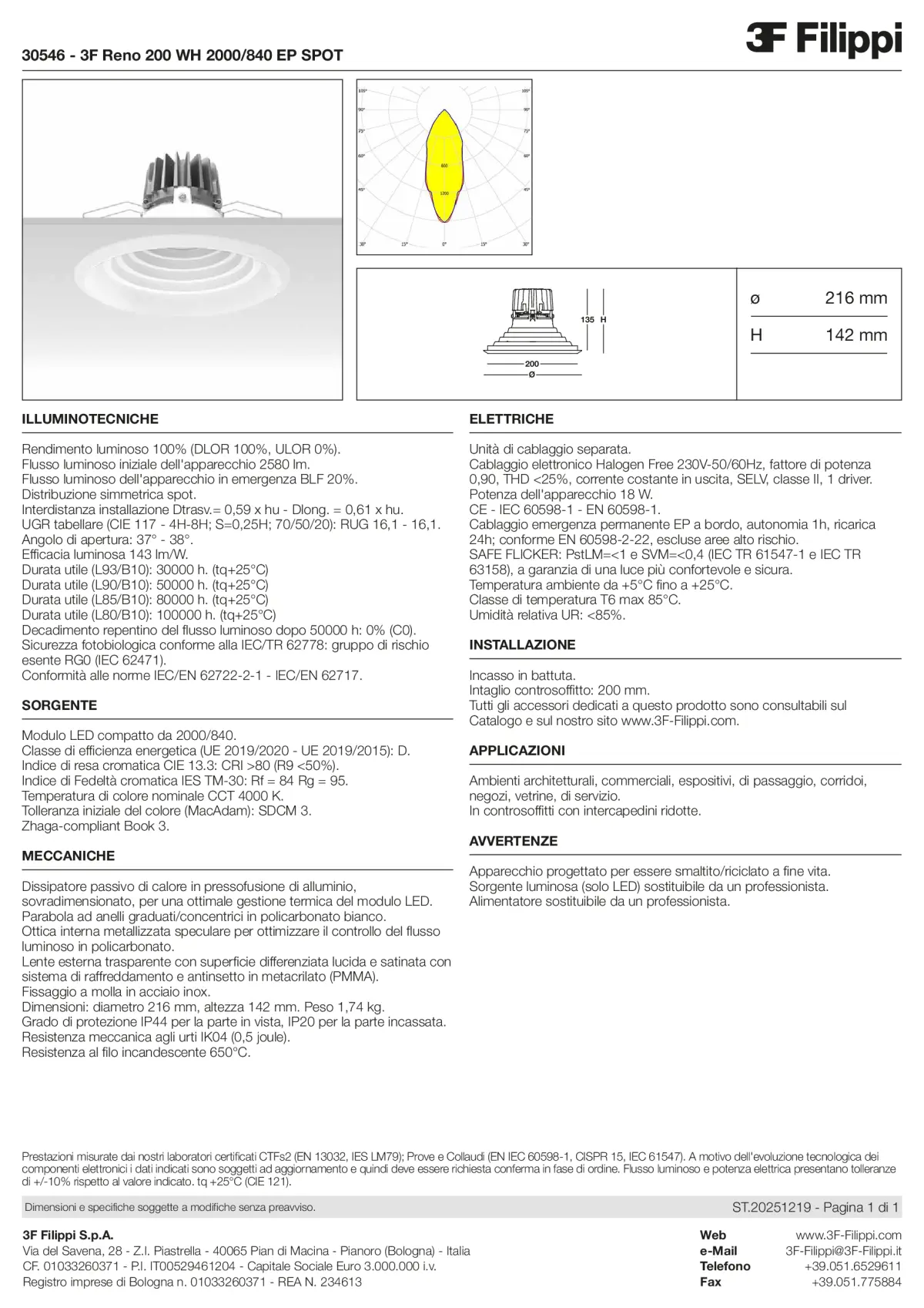 30546 - 3F Reno 200 WH 2000-840 EP SPOT - Datasheet - it