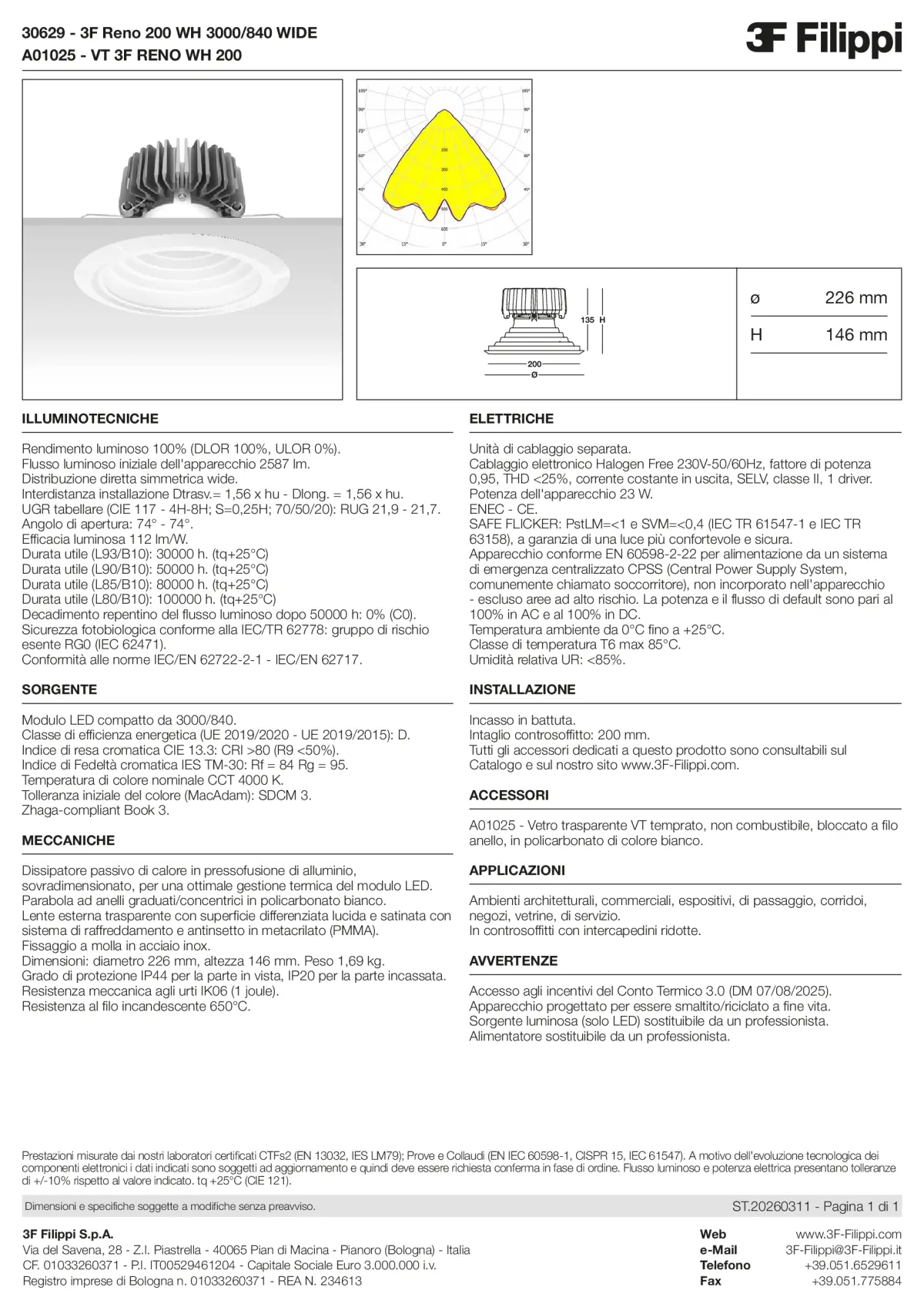 30629+A01025 - 3F Reno 200 WH 3000-840 WIDE + VT WH - Datasheet - it