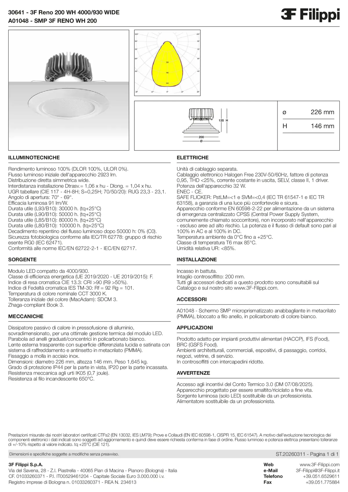 30641+A01048 - 3F Reno 200 WH 4000-930 WIDE + SMP WH - Datasheet - it