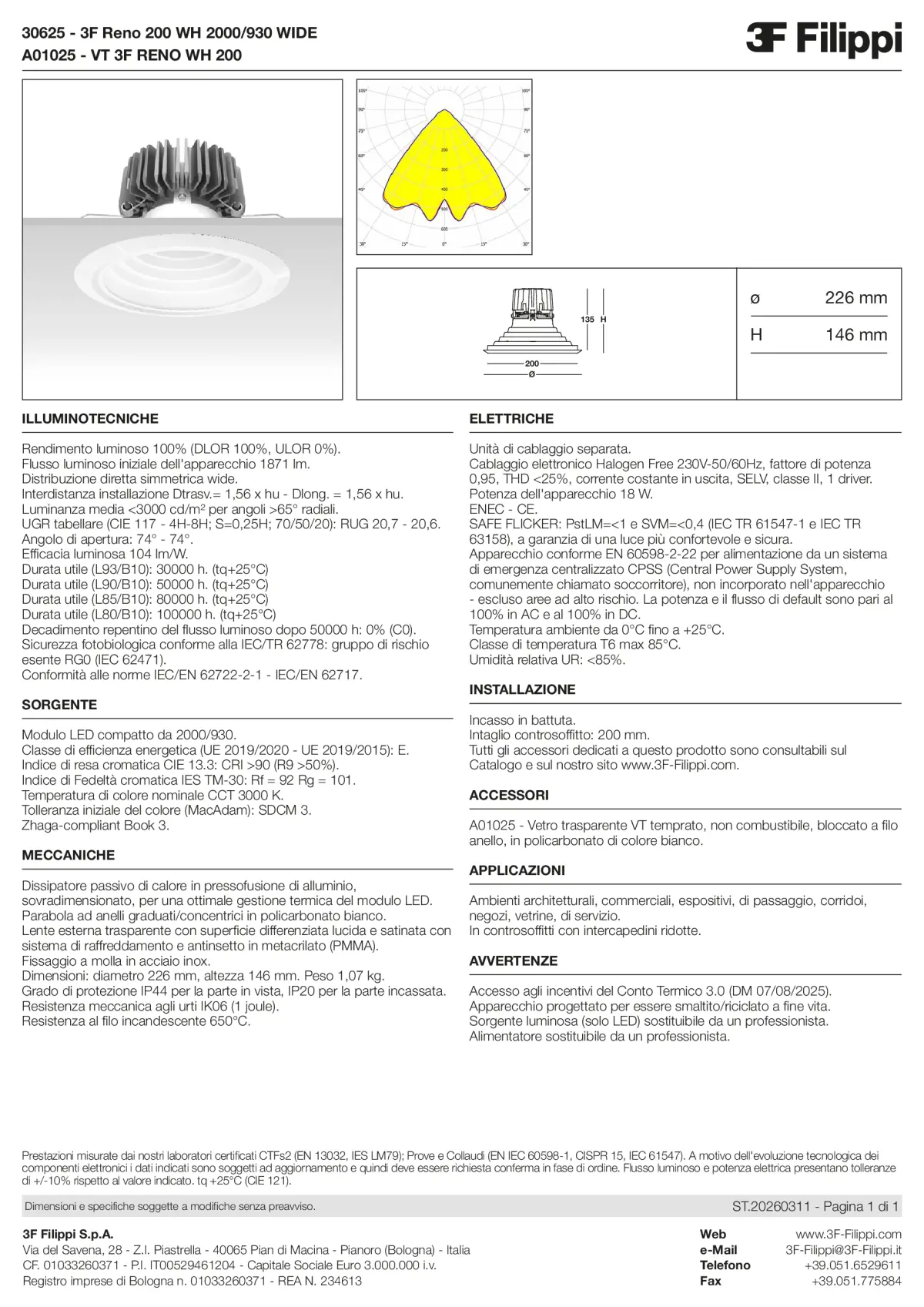 30625+A01025 - 3F Reno 200 WH 2000-930 WIDE + VT WH - Datasheet - it