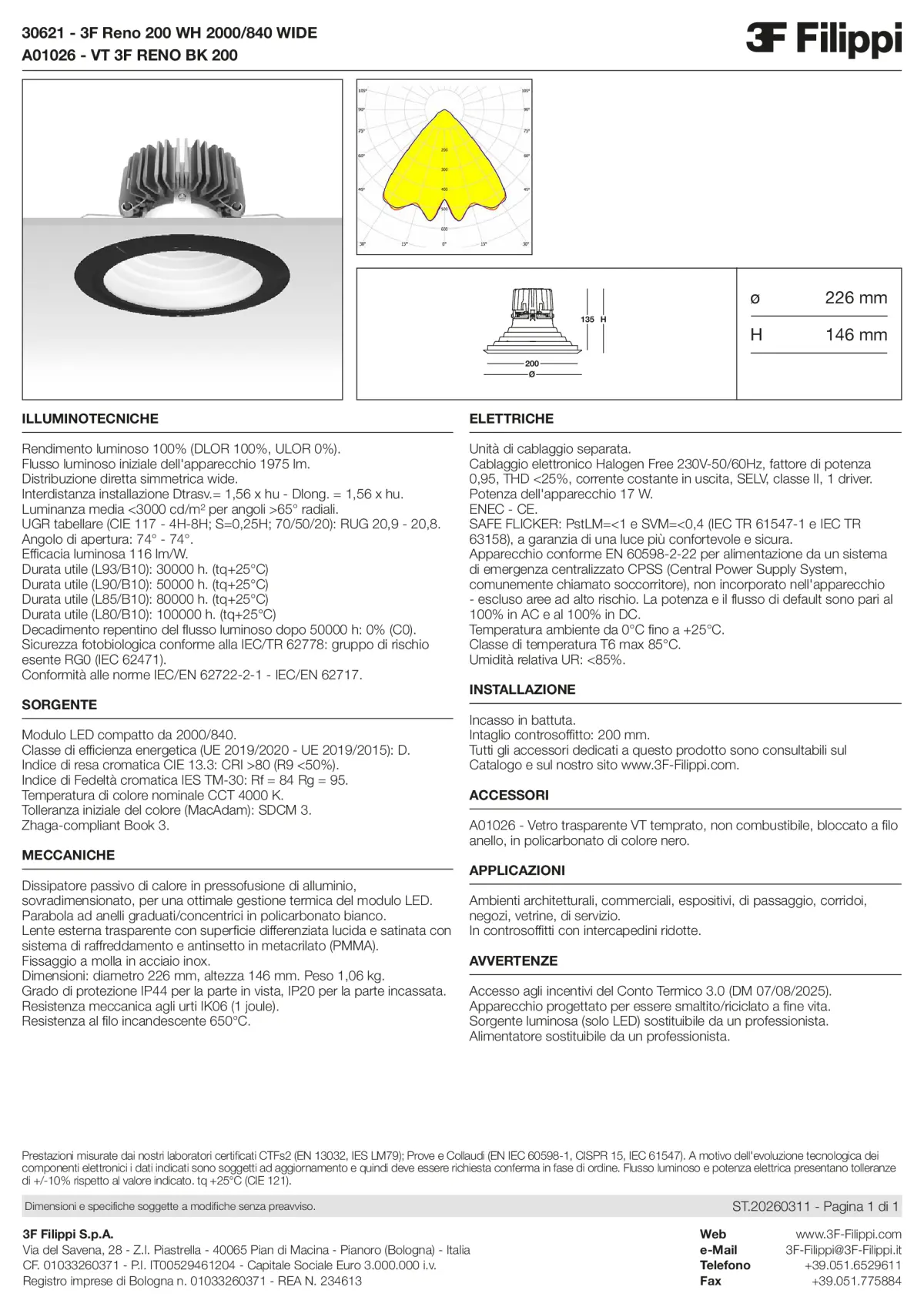 30621+A01026 - 3F Reno 200 WH 2000-840 WIDE + VT BK - Datasheet - it