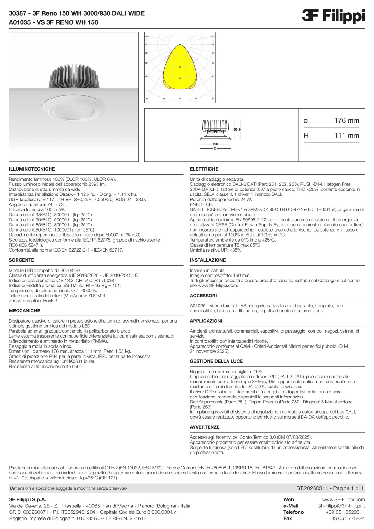 30387+A01035 - 3F Reno 150 WH 3000-930 DALI WIDE + VS WH - Datasheet - it