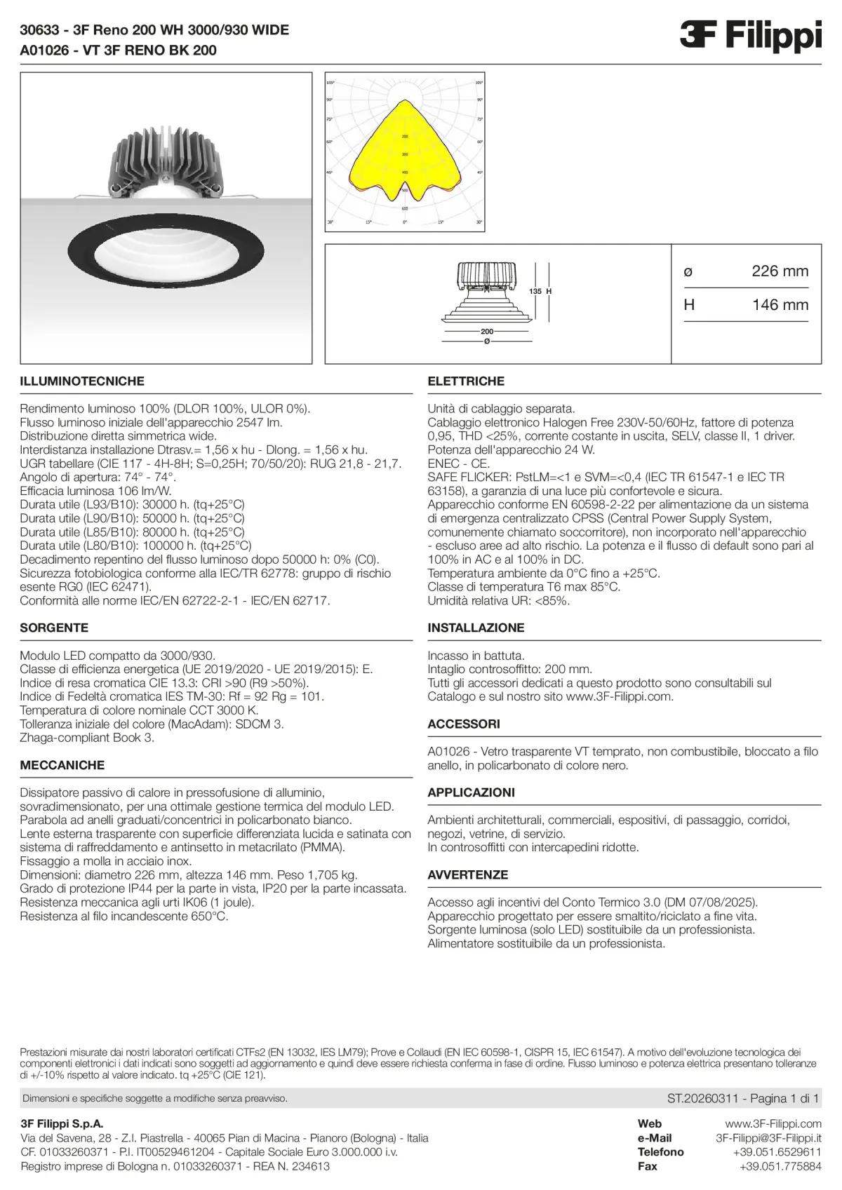 30633+A01026 - 3F Reno 200 WH 3000-930 WIDE + VT BK - Datasheet - it