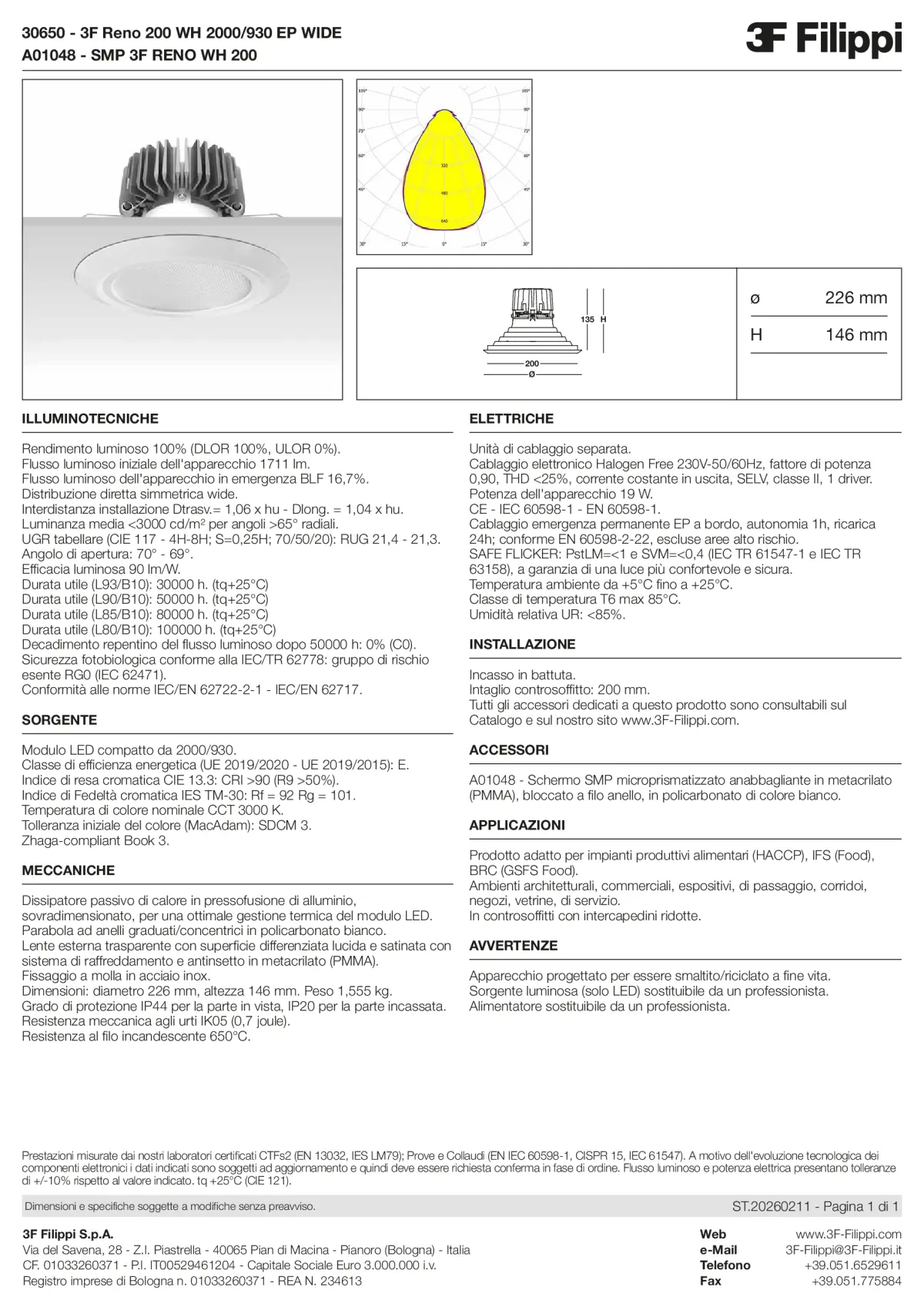 30650+A01048 - 3F Reno 200 WH 2000-930 EP WIDE + SMP WH - Datasheet - it