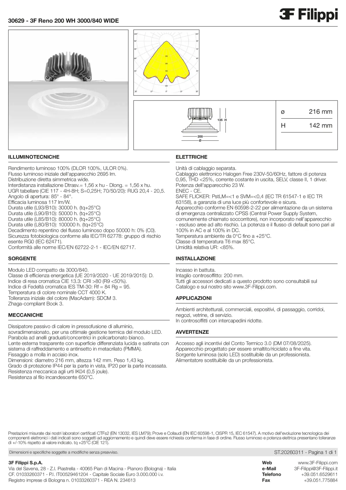 30629 - 3F Reno 200 WH 3000-840 WIDE - Datasheet - it