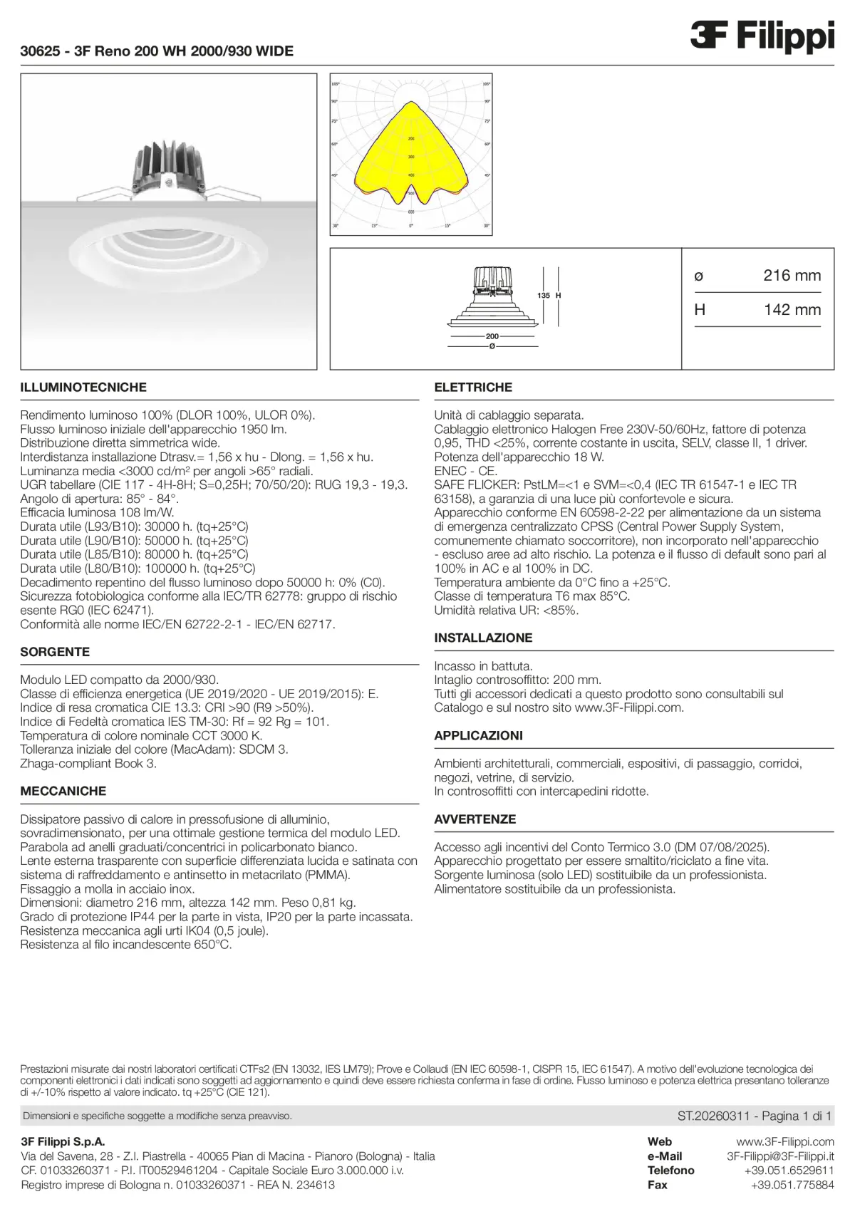 30625 - 3F Reno 200 WH 2000-930 WIDE - Datasheet - it