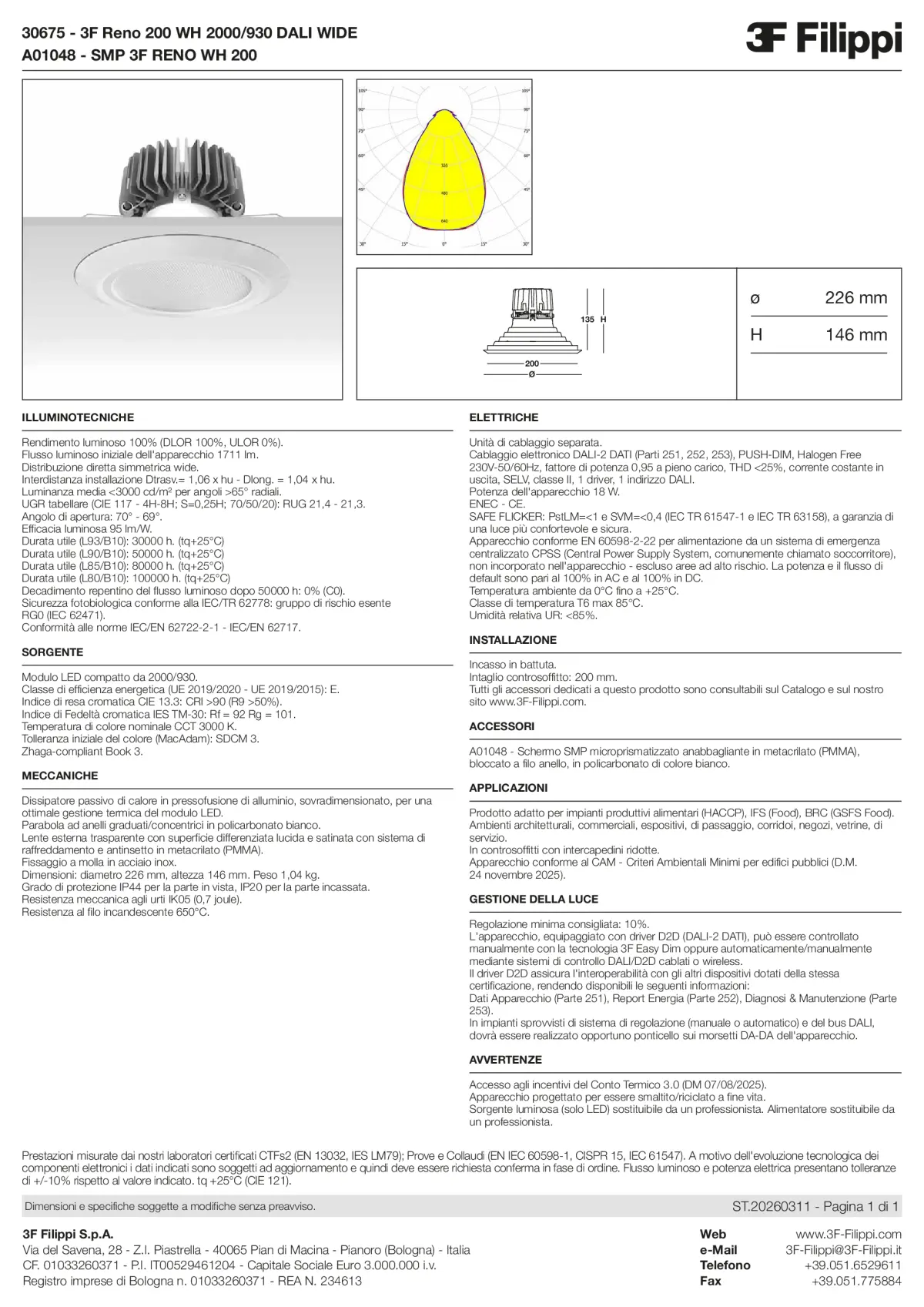 30675+A01048 - 3F Reno 200 WH 2000-930 DALI WIDE + SMP WH - Datasheet - it