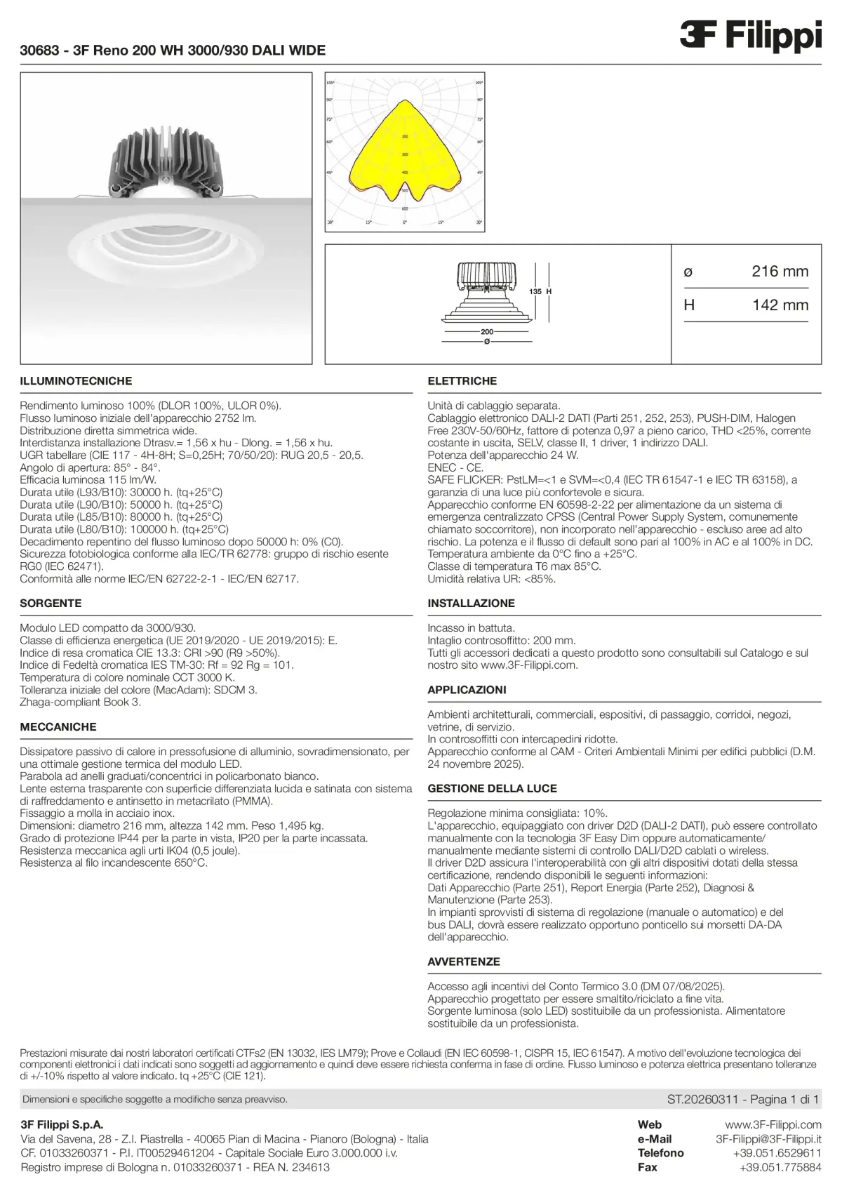 30683 - 3F Reno 200 WH 3000-930 DALI WIDE - Datasheet - it