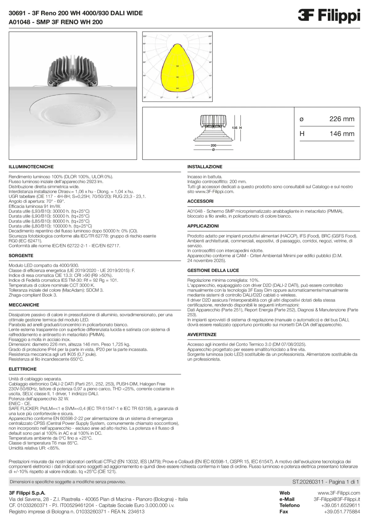 30691+A01048 - 3F Reno 200 WH 4000-930 DALI WIDE + SMP WH - Datasheet - it