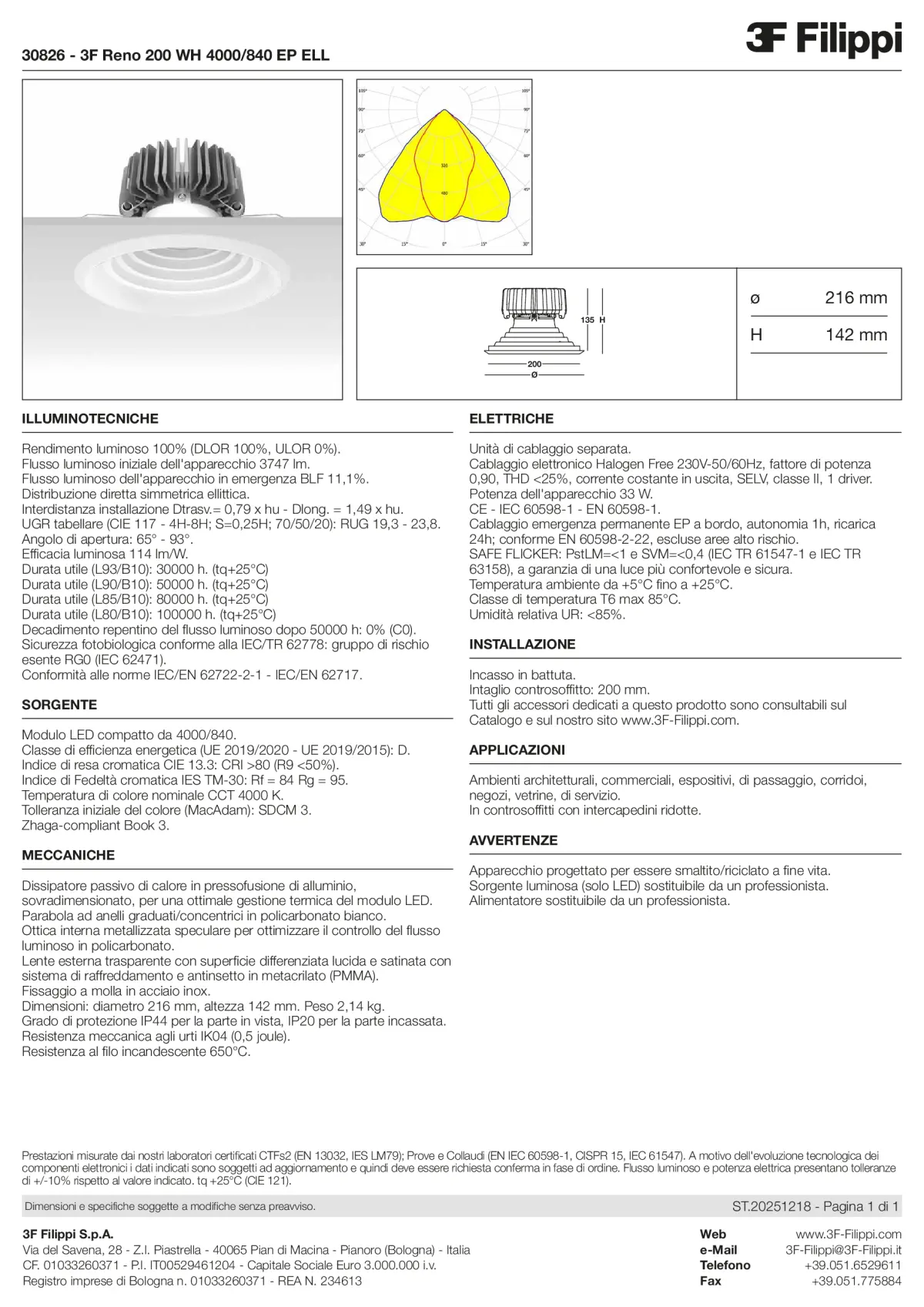 30826 - 3F Reno 200 WH 4000-840 EP ELL - Datasheet - it