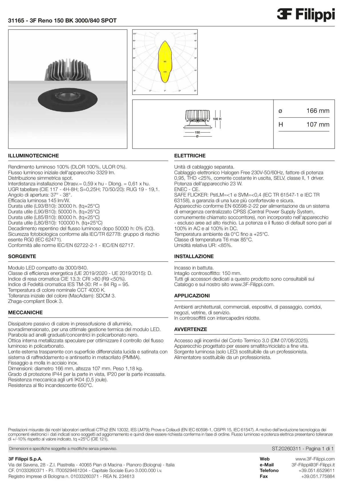 31165 - 3F Reno 150 BK 3000-840 SPOT - Datasheet - it