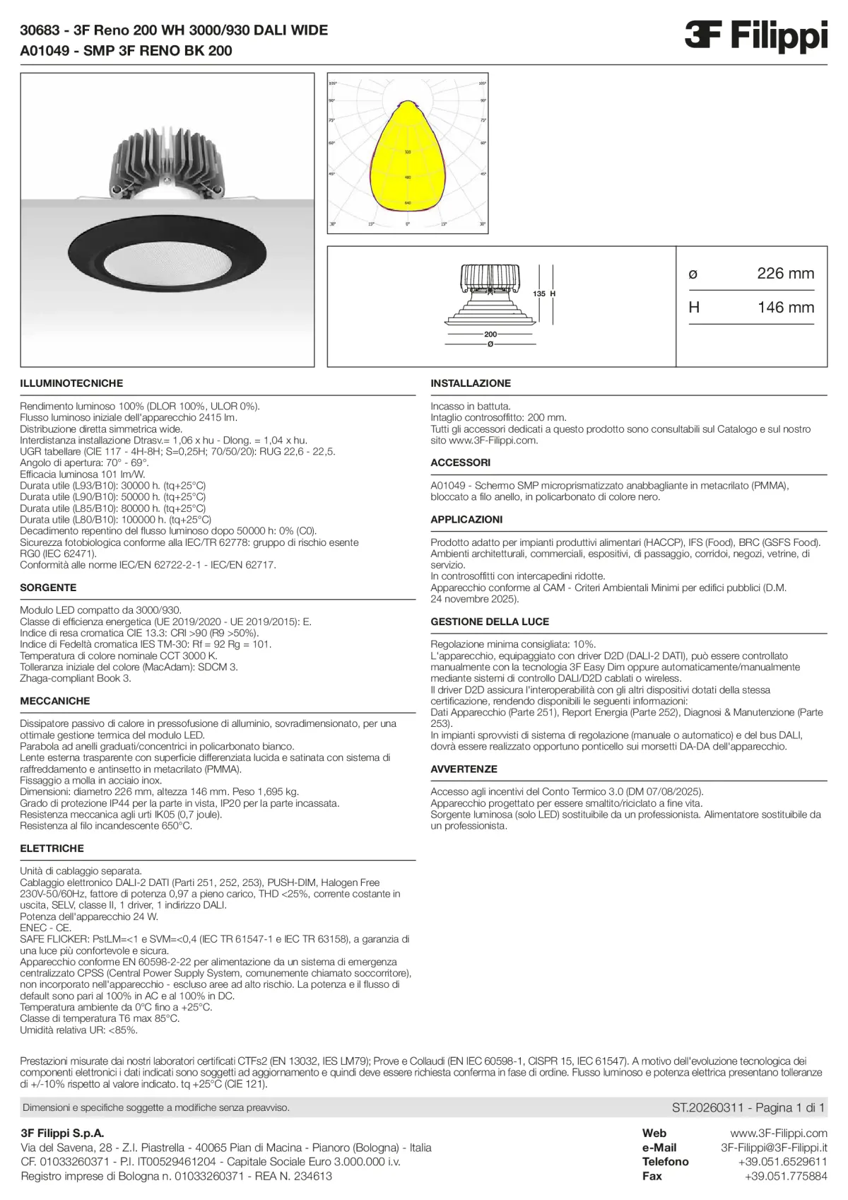 30683+A01049 - 3F Reno 200 WH 3000-930 DALI WIDE + SMP BK - Datasheet - it