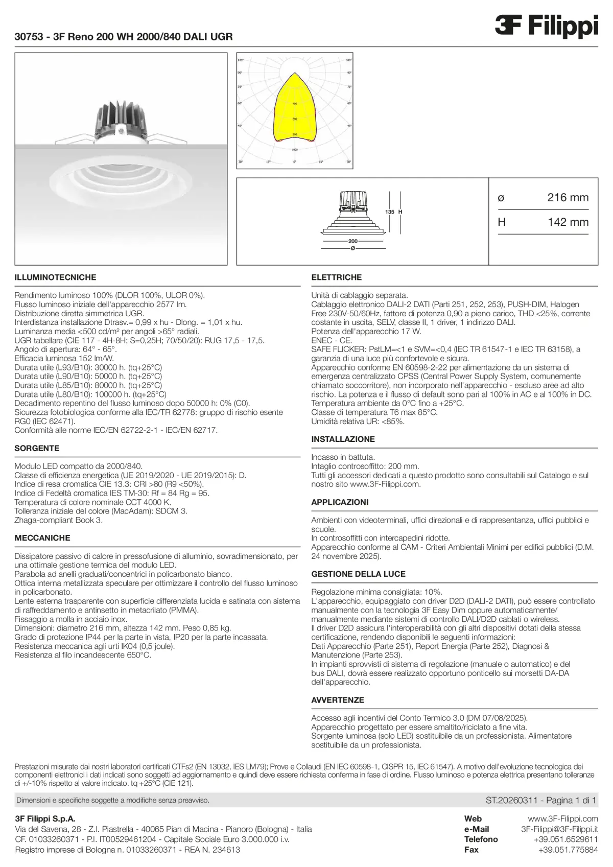 30753 - 3F Reno 200 WH 2000-840 DALI UGR - Datasheet - it