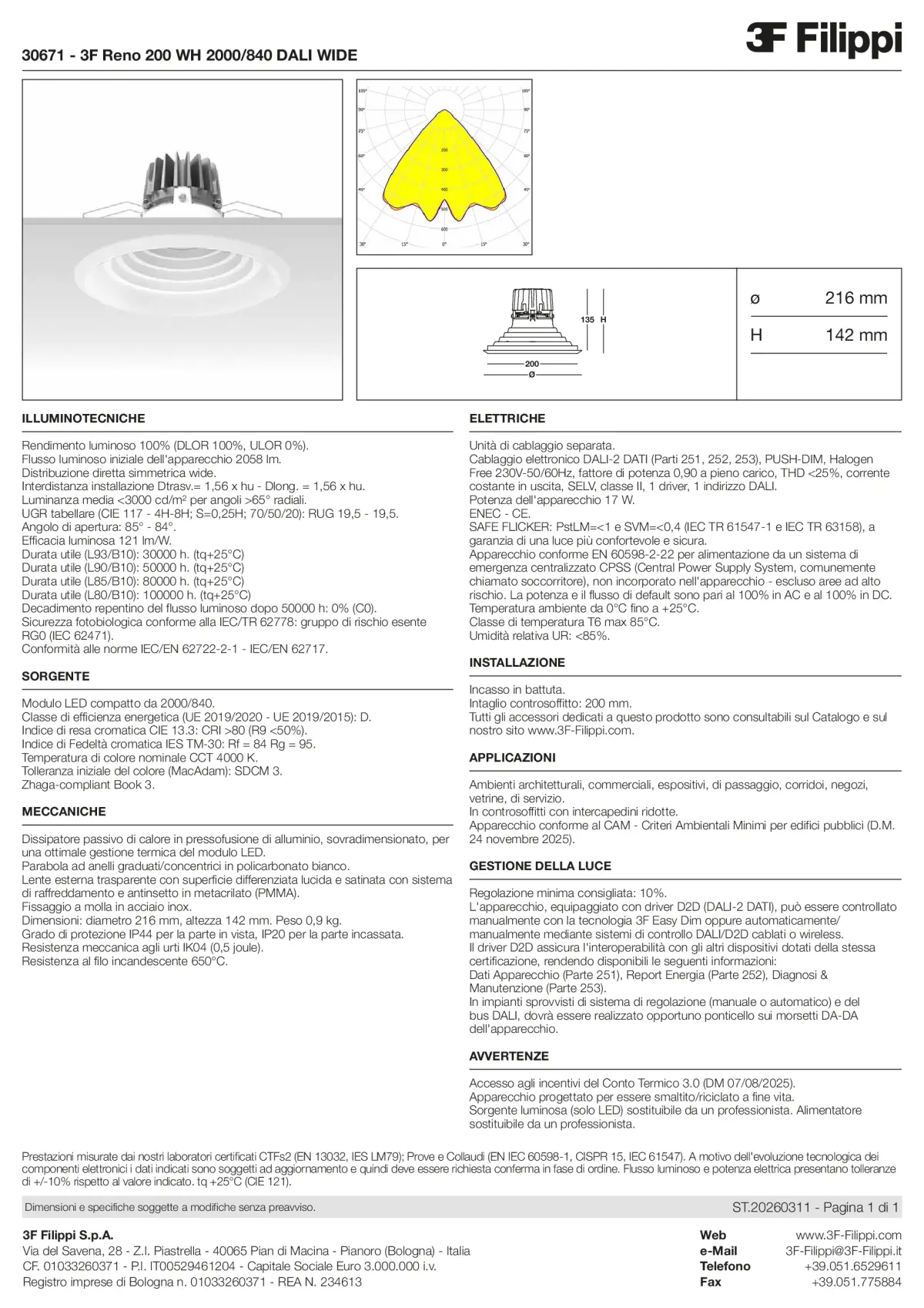 30671 - 3F Reno 200 WH 2000-840 DALI WIDE - Datasheet - it