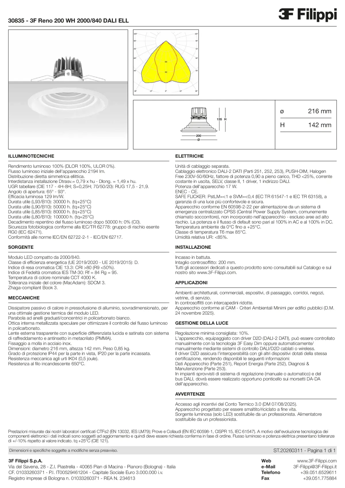 30835 - 3F Reno 200 WH 2000-840 DALI ELL - Datasheet - it