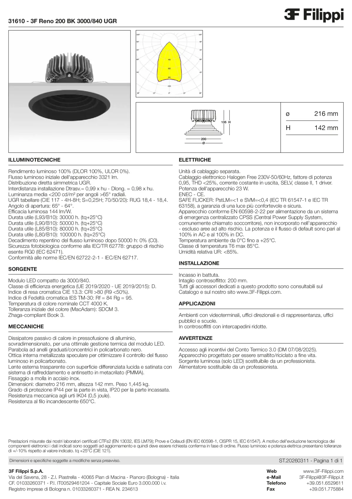 31610 - 3F Reno 200 BK 3000-840 UGR - Datasheet - it