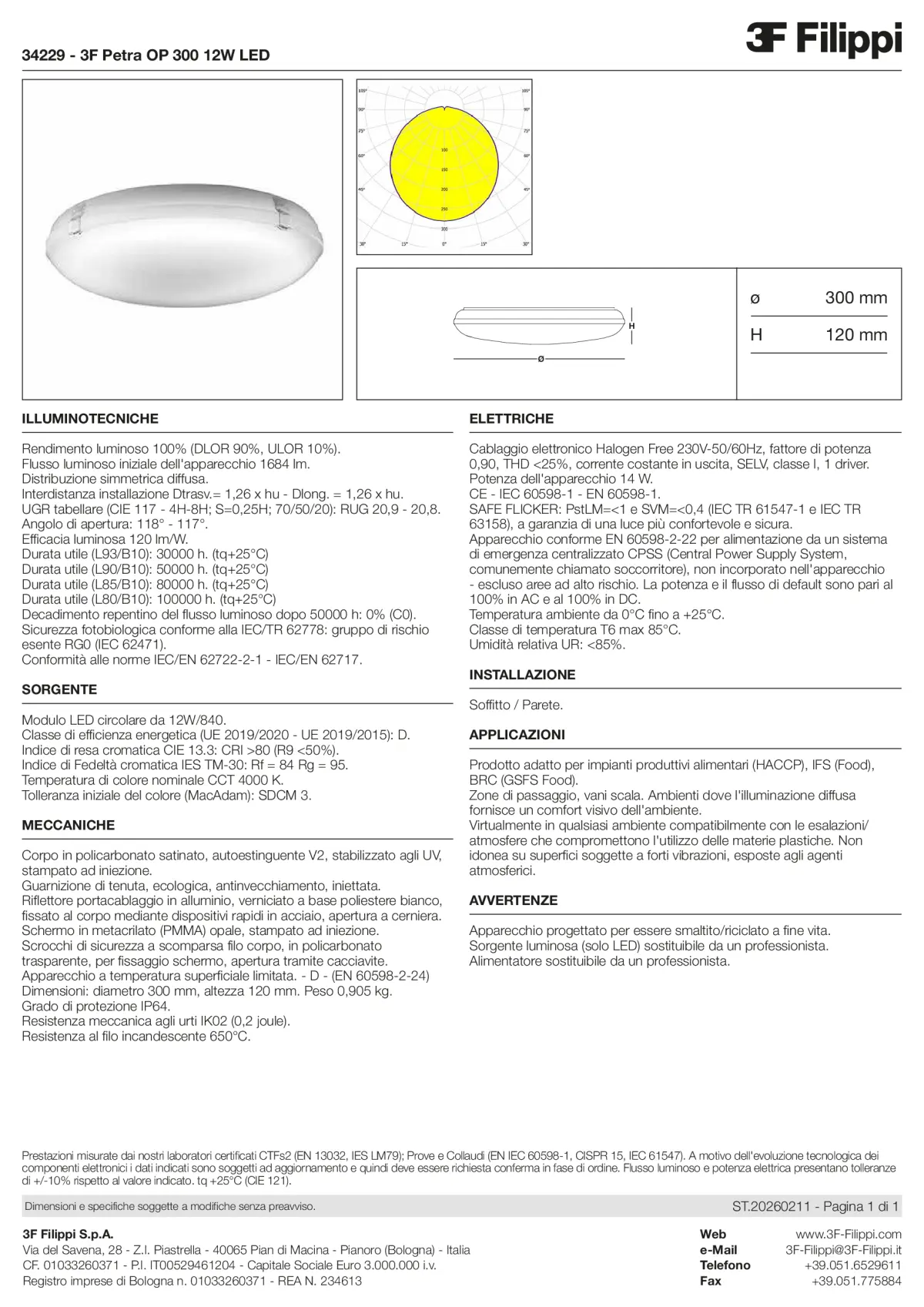 34229 - 3F Petra OP 300 12W LED - Datasheet - it