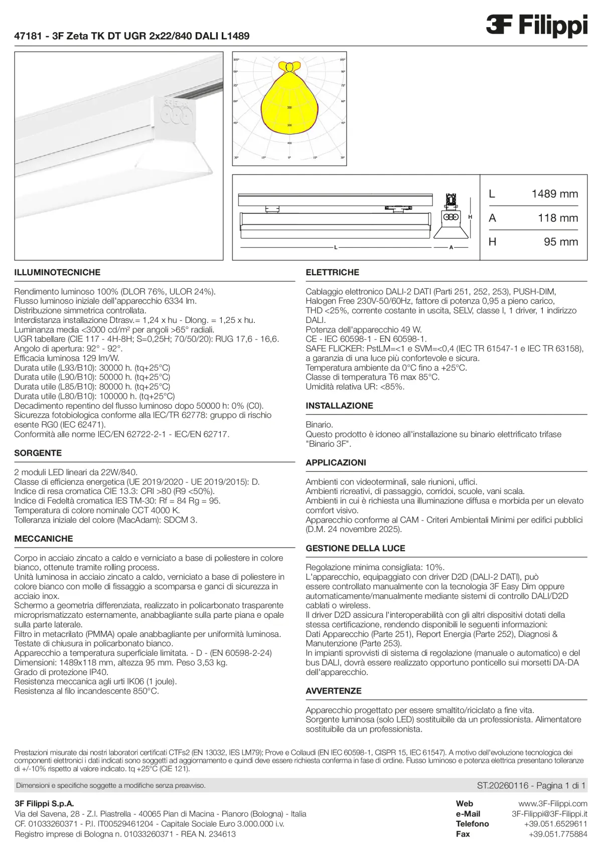 47181 - 3F Zeta TK DT UGR 2x22-840 DALI L1489 - Datasheet - it