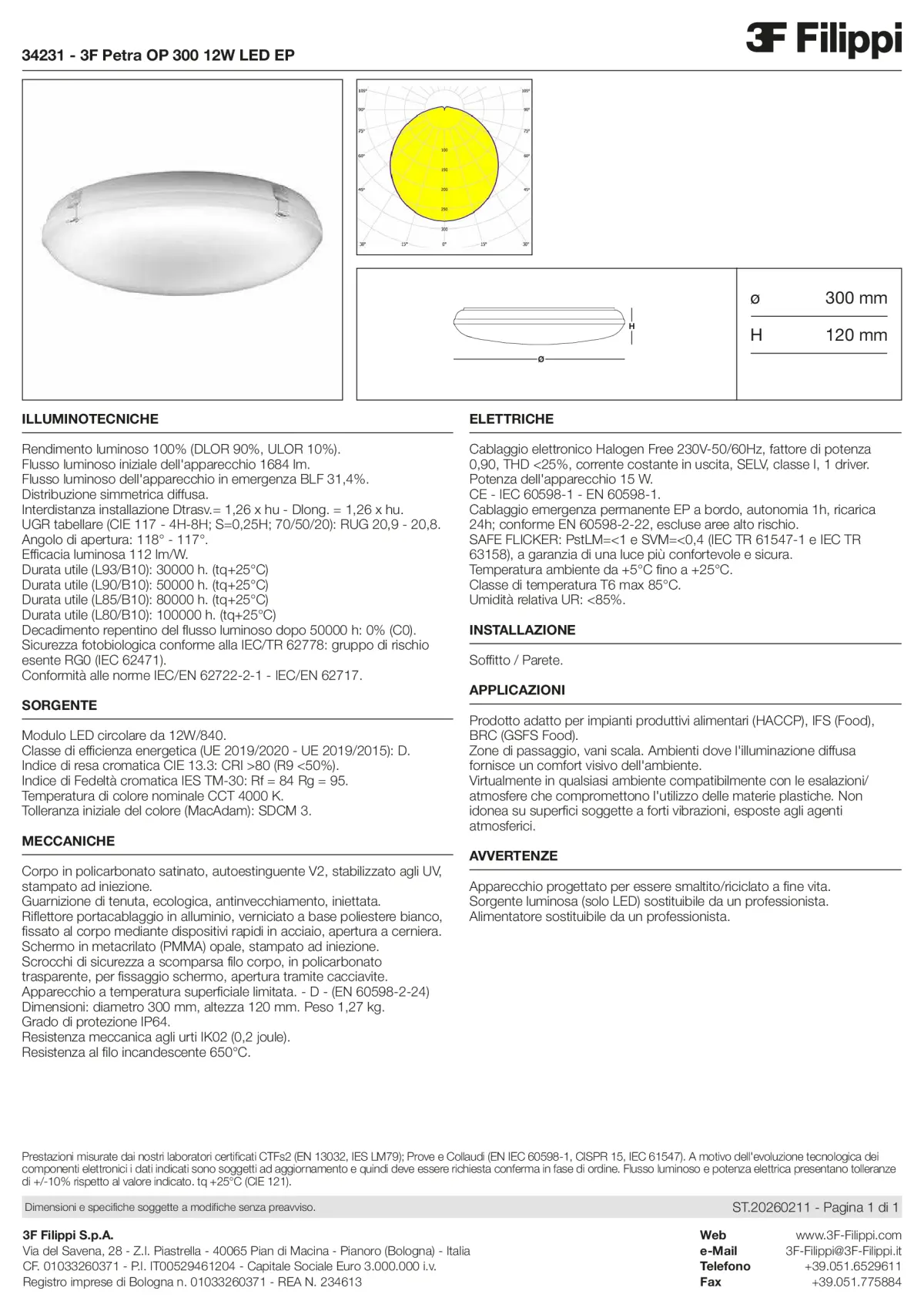 34231 - 3F Petra OP 300 12W LED EP - Datasheet - it