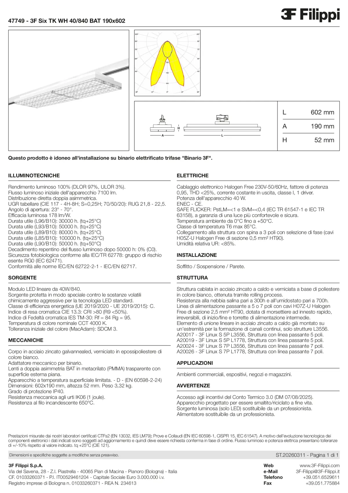 47749 - 3F Six TK WH 40-840 BAT 190x602 - Datasheet - it