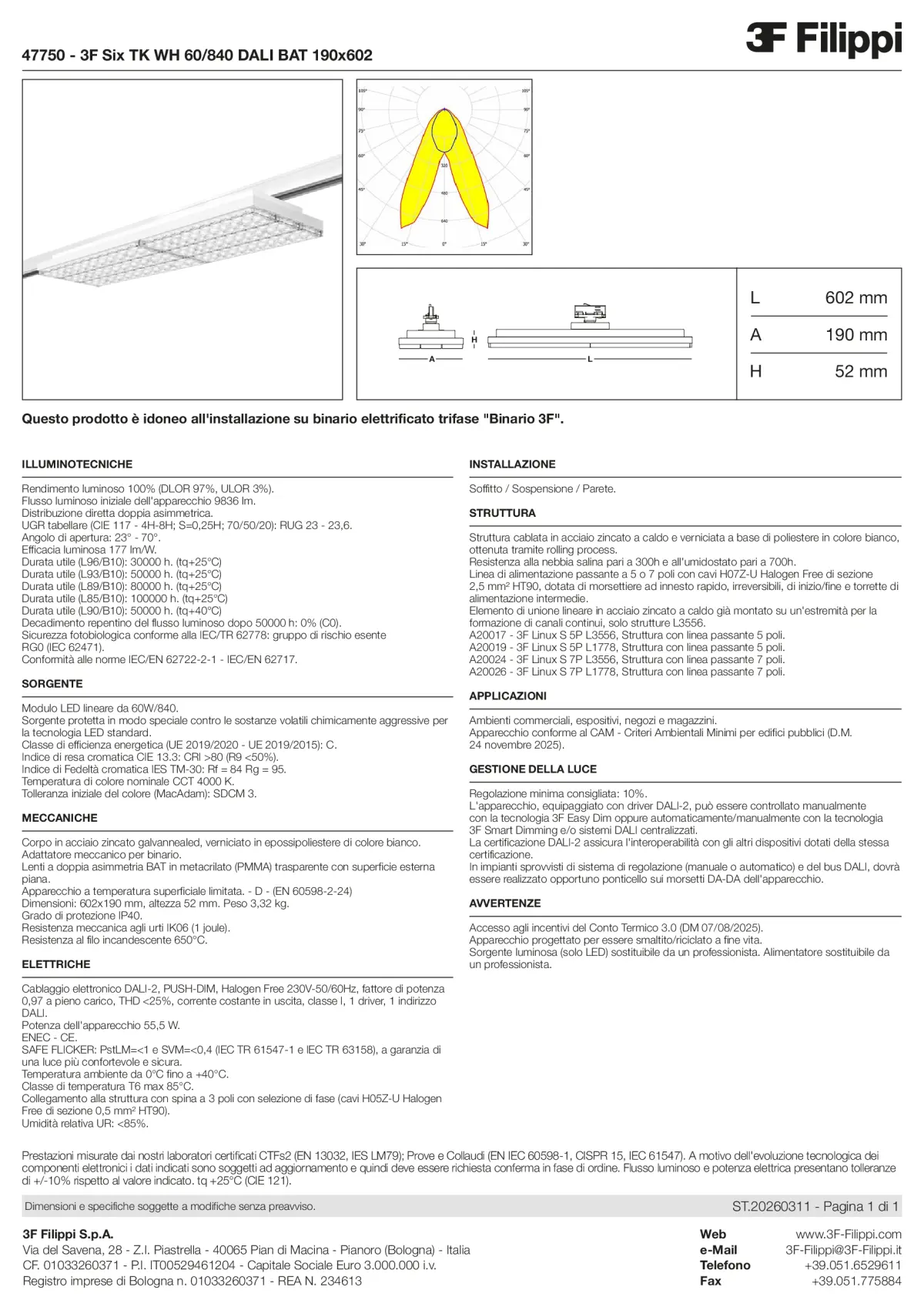 47750 - 3F Six TK WH 60-840 DALI BAT 190x602 - Datasheet - it