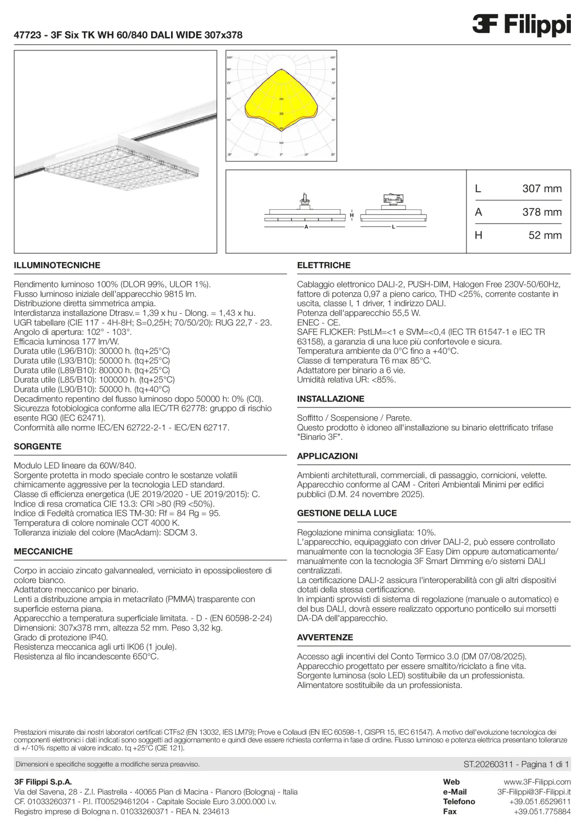 47723 - 3F Six TK WH 60-840 DALI WIDE 307x378 - Datasheet - it