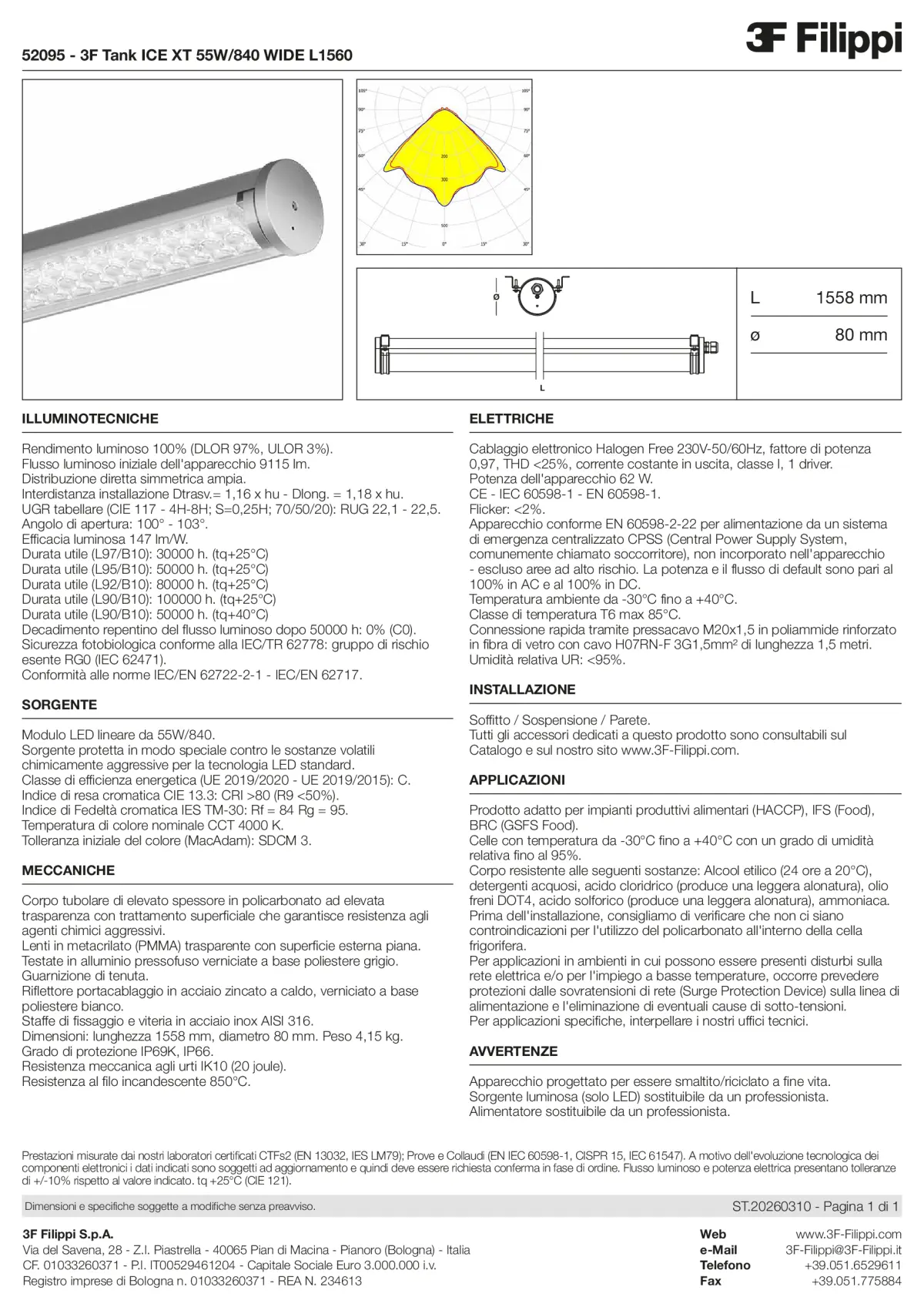 52095 - 3F Tank ICE XT 55W-840 WIDE L1560 - Datasheet - it