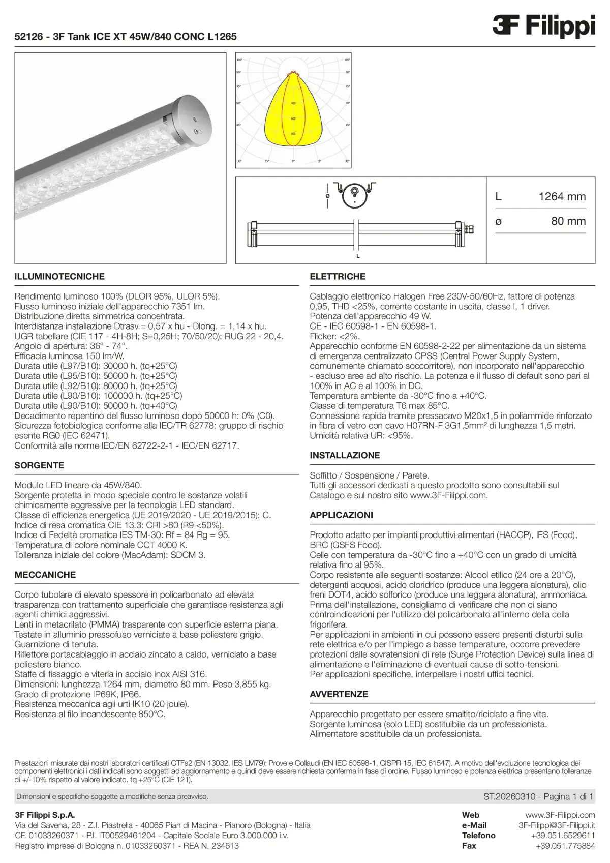 52126 - 3F Tank ICE XT 45W-840 CONC L1265 - Datasheet - it