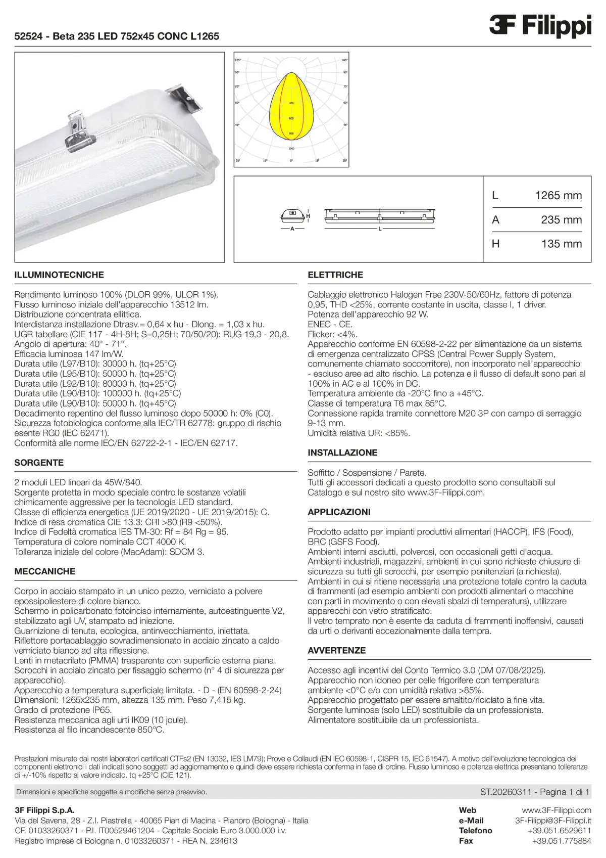 52524 - Beta 235 LED 752x45 CONC L1265 - Datasheet - it