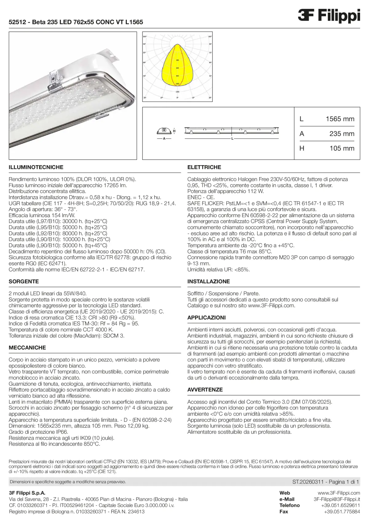 52512 - Beta 235 LED 762x55 CONC VT L1565 - Datasheet - it