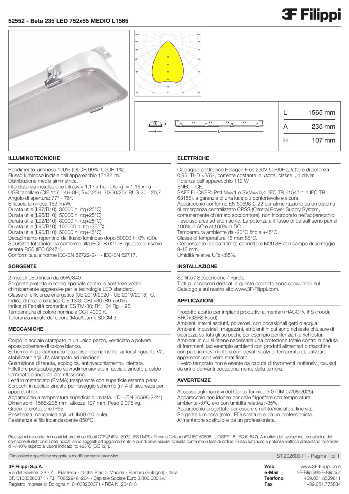 52552 - Beta 235 LED 752x55 MEDIO L1565 - Datasheet - it