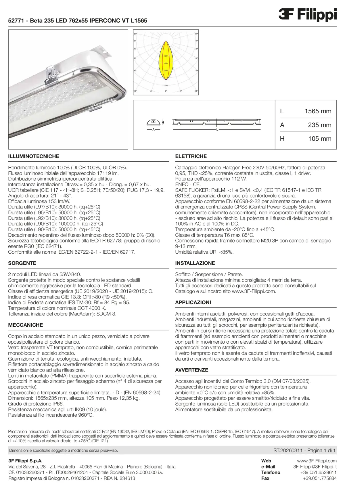 52771 - Beta 235 LED 762x55 IPERCONC VT L1565 - Datasheet - it