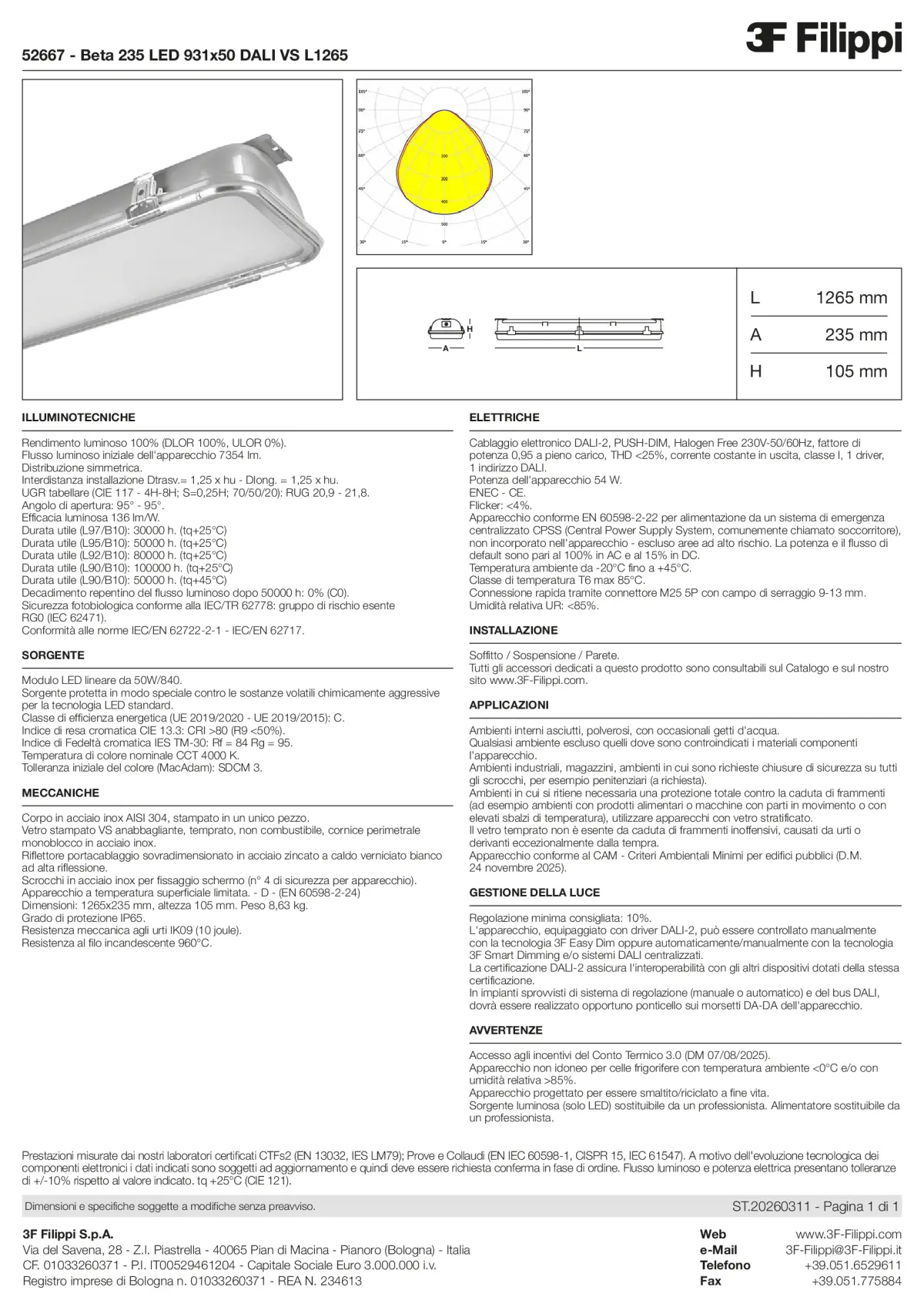 52667 - Beta 235 LED 931x50 DALI VS L1265 - Datasheet - it