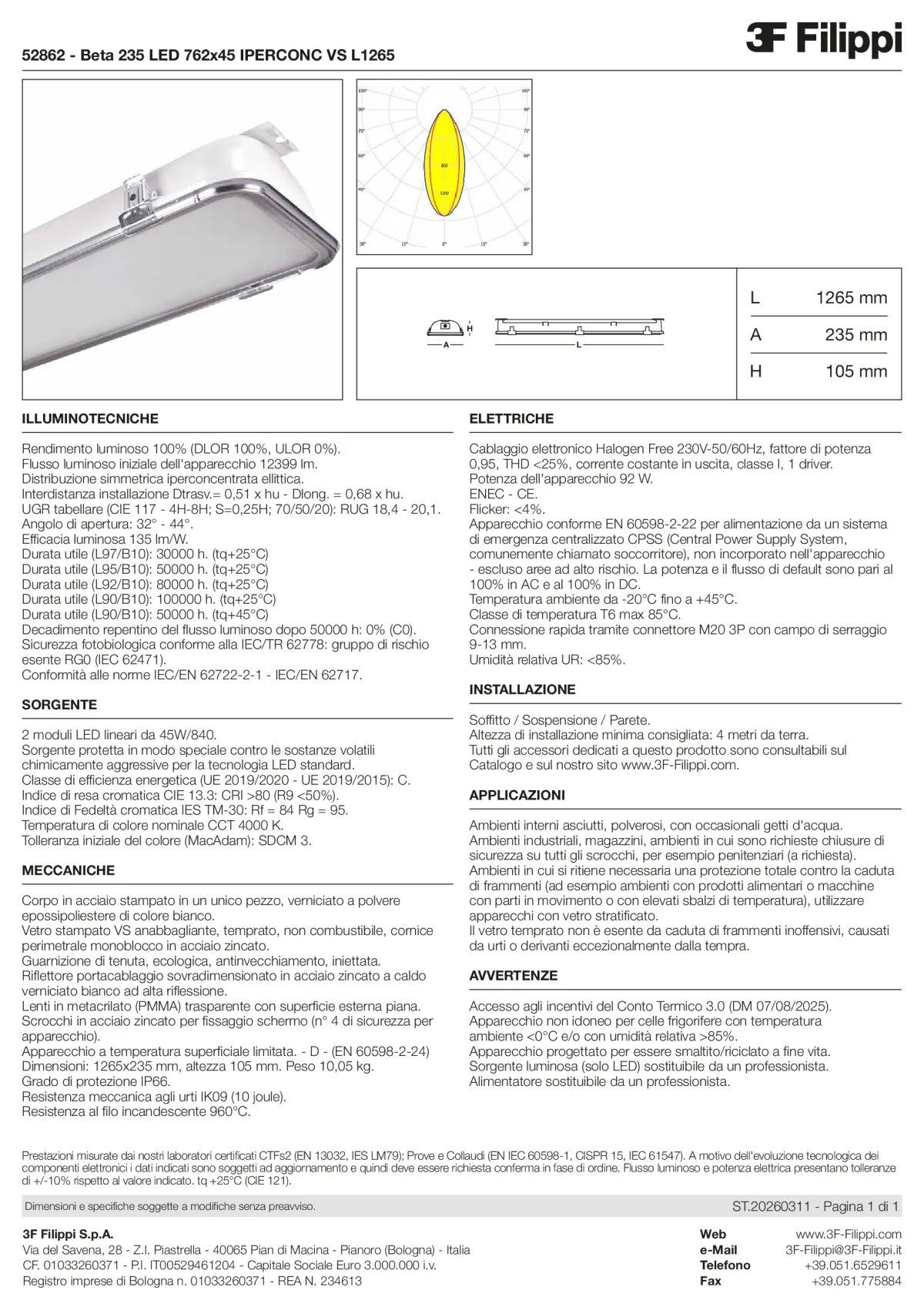 52862 - Beta 235 LED 762x45 IPERCONC VS L1265 - Datasheet - it