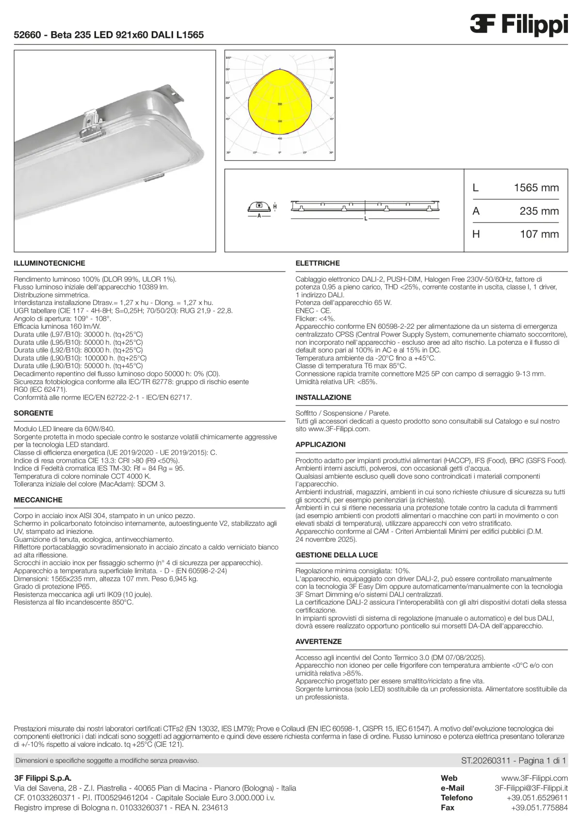 52660 - Beta 235 LED 921x60 DALI L1565 - Datasheet - it