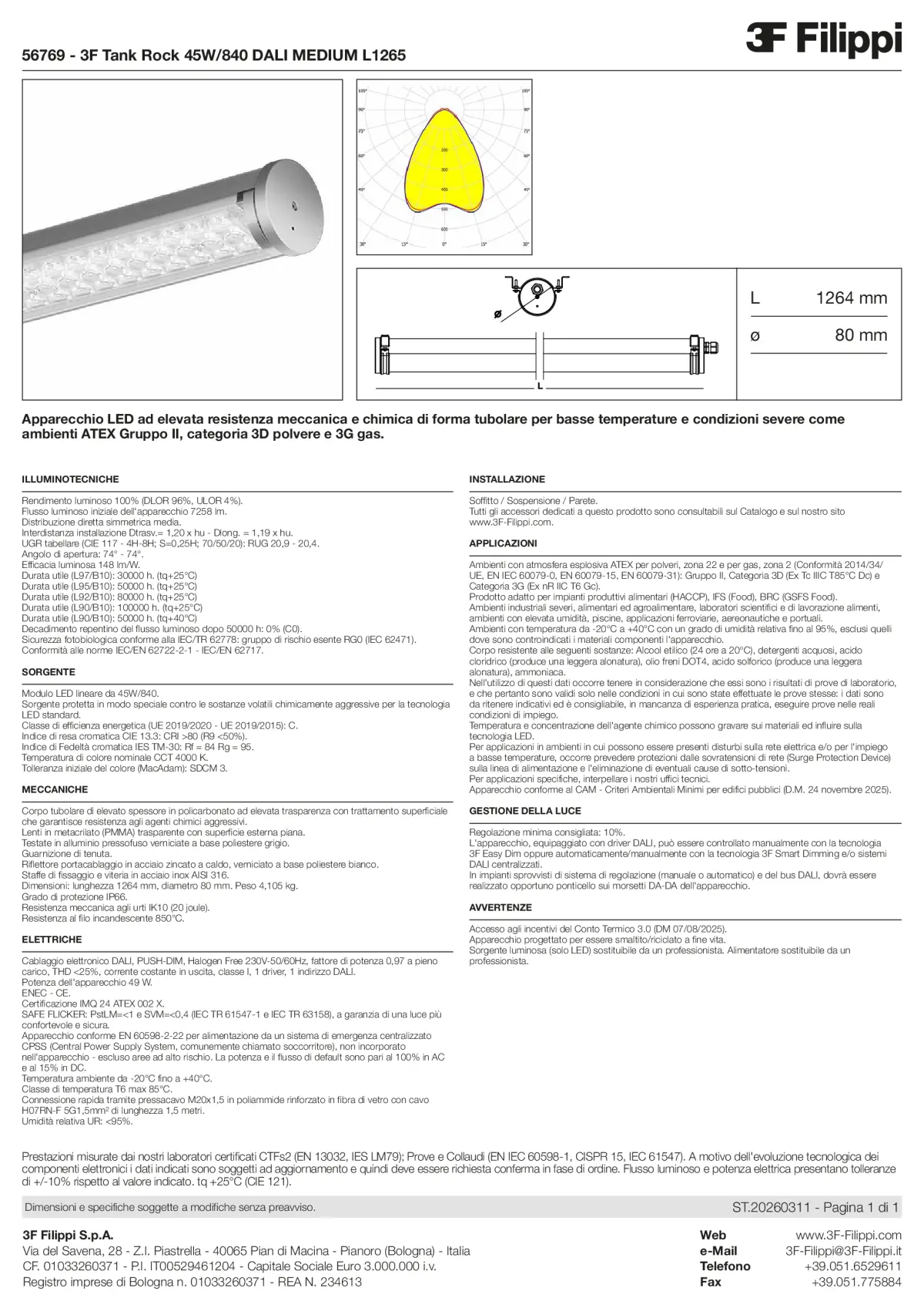 56769 - 3F Tank Rock 45W-840 DALI MEDIUM L1265 - Datasheet - it