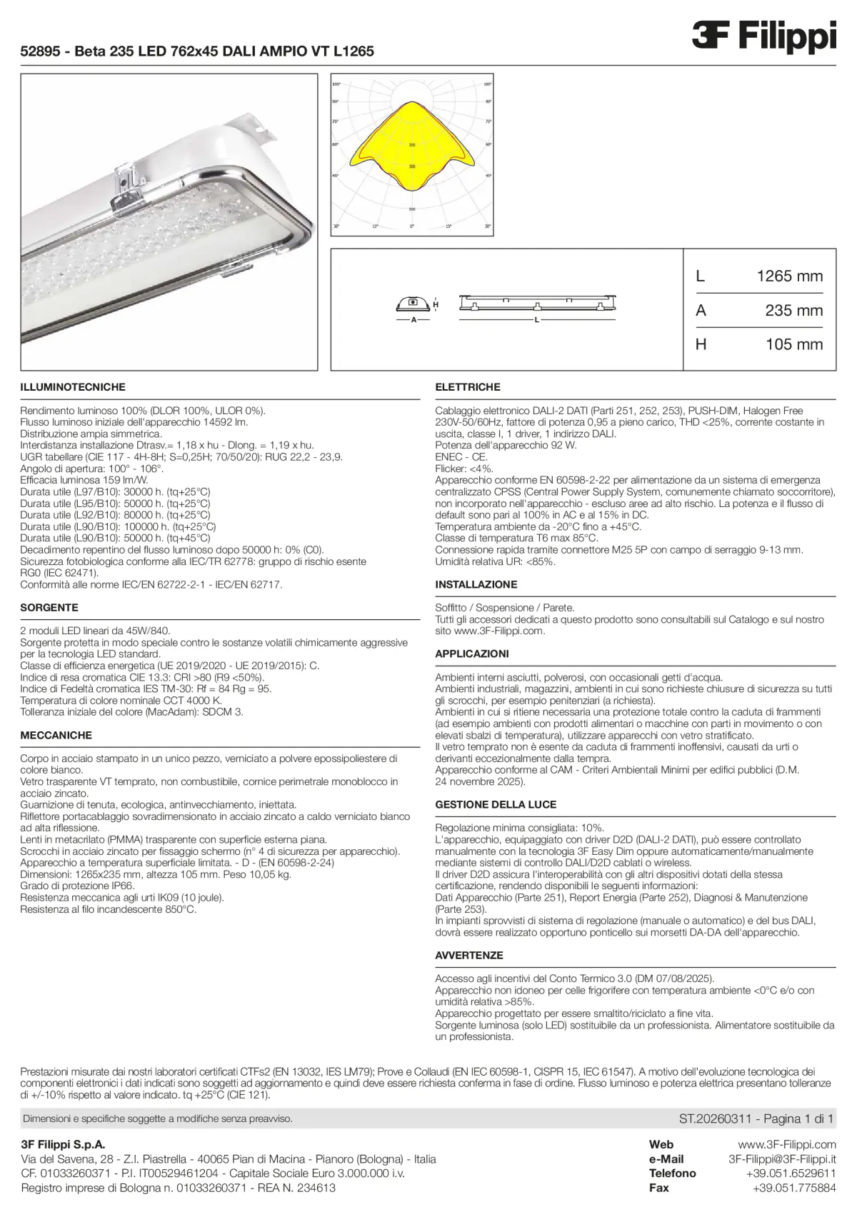 52895 - Beta 235 LED 762x45 DALI AMPIO VT L1265 - Datasheet - it