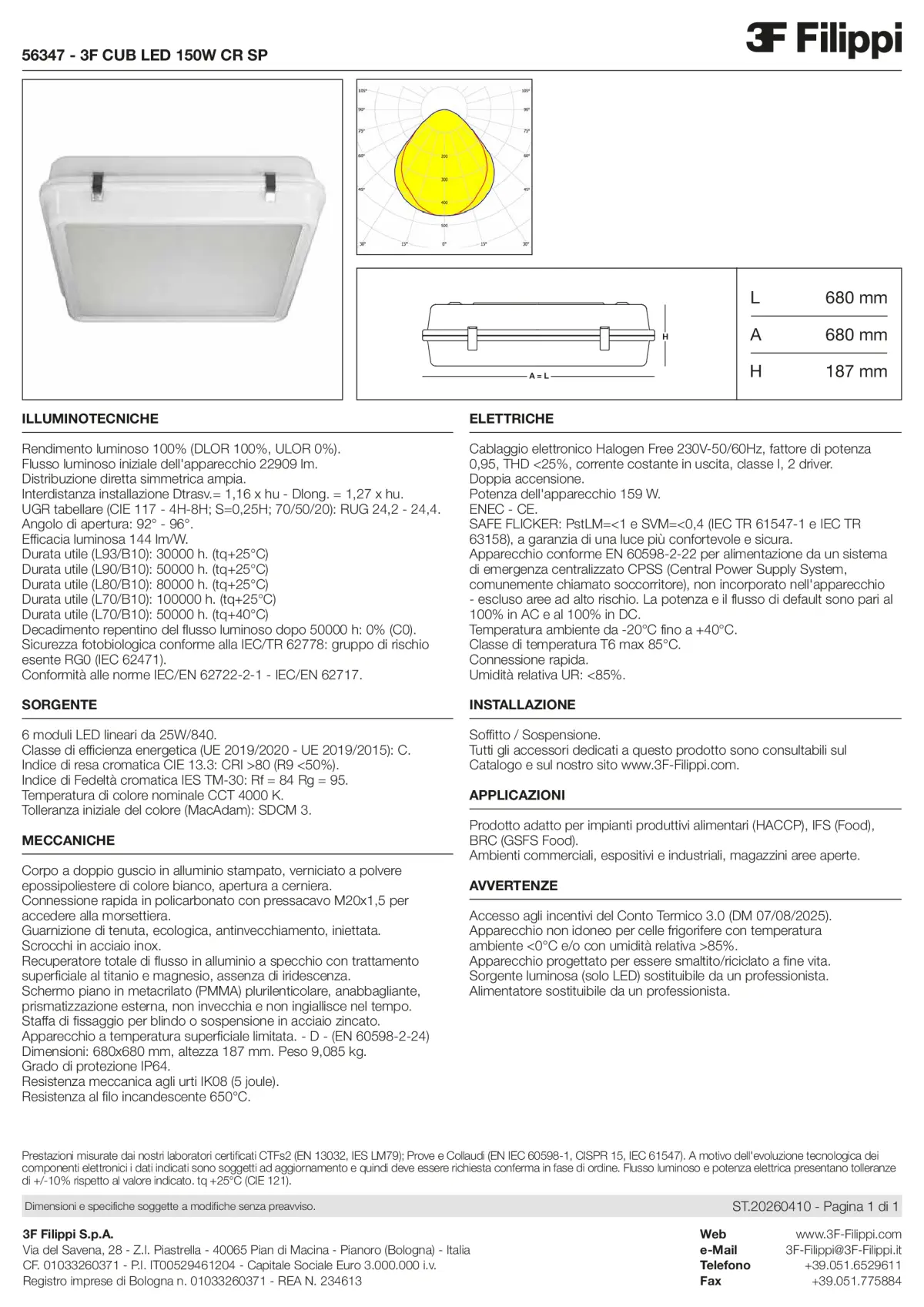 56347 - 3F CUB LED 150W CR SP - Datasheet - it