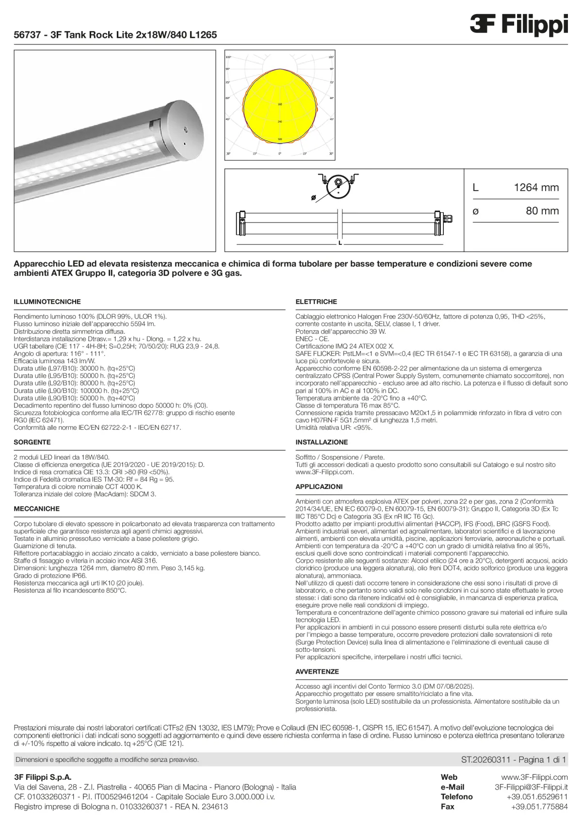 56737 - 3F Tank Rock Lite 2x18W-840 L1265 - Datasheet - it