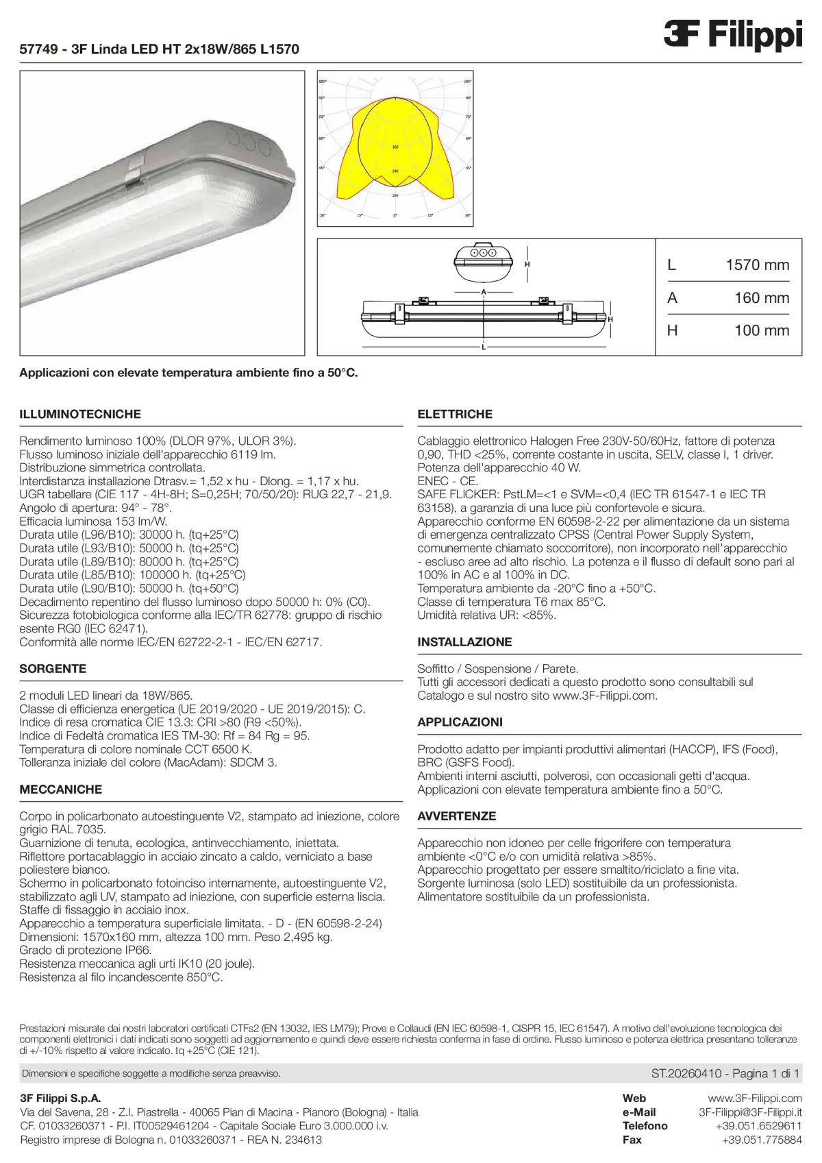 57749 - 3F Linda LED HT 2x18W-865 L1570 - Datasheet - it